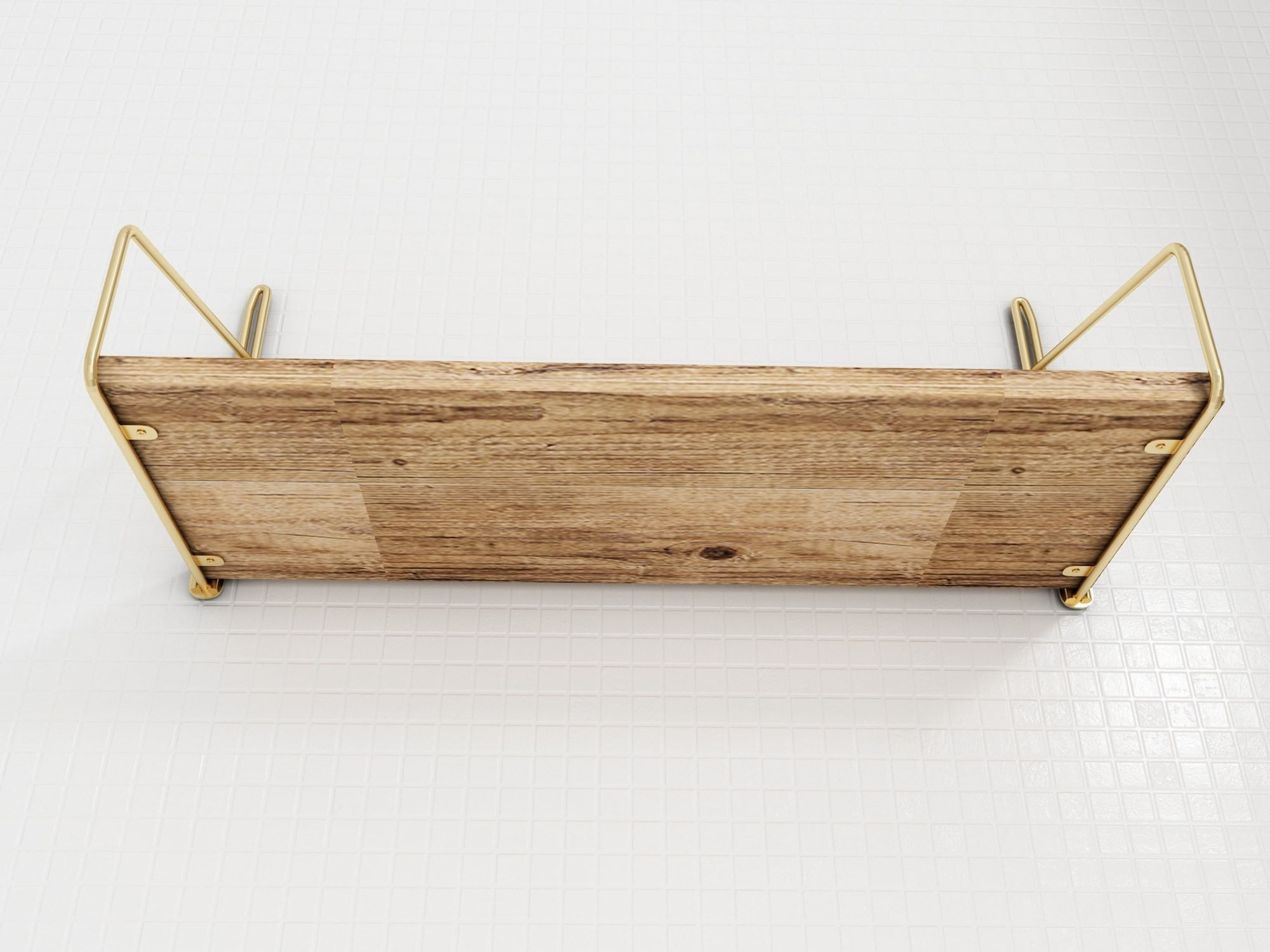 Raft de perete, Hanah Home, lemn masiv, auriu maro, 45x16x16 cm — imaginea 11