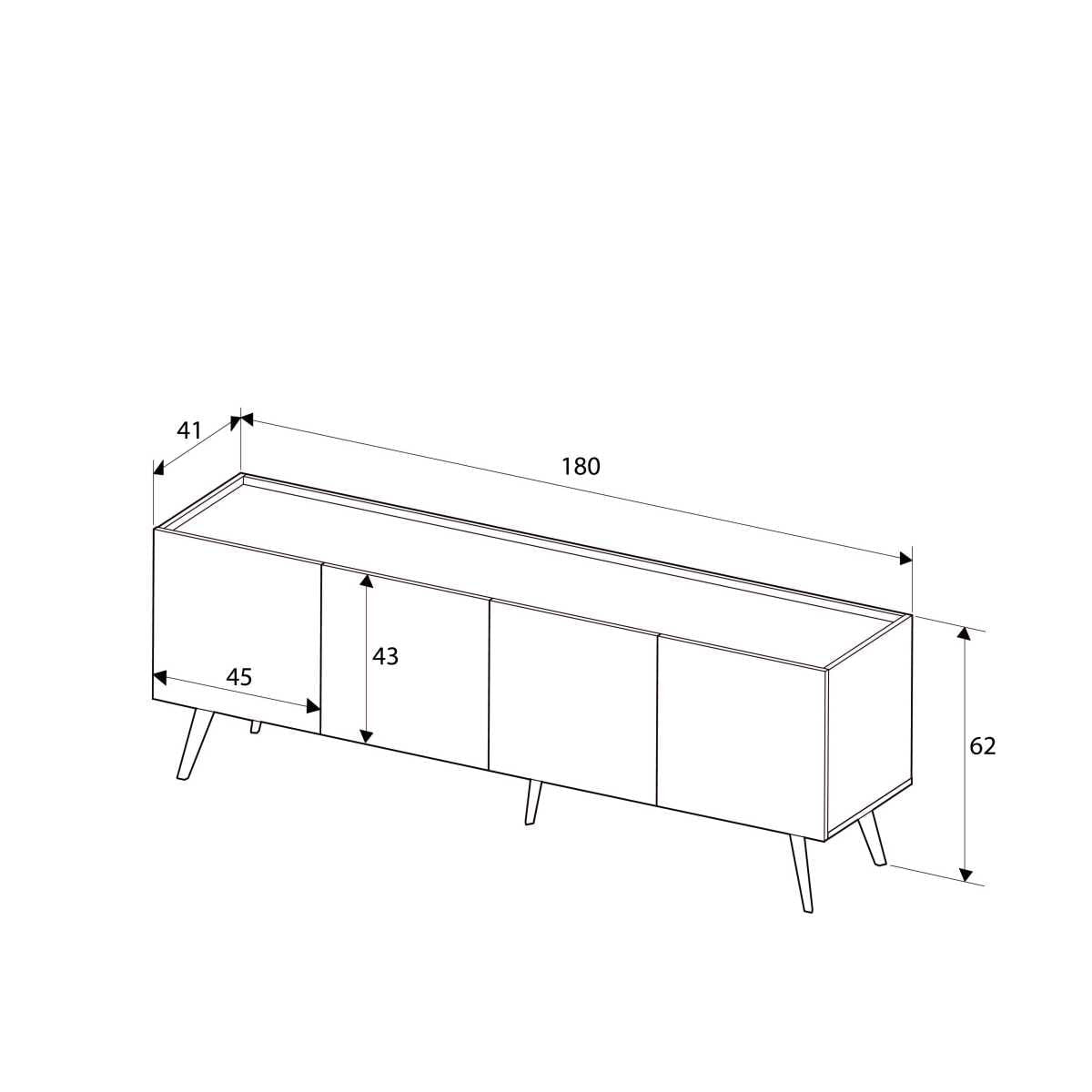 Comoda tv, Hanah Home, pal melaminat, stejar, 180x41x62 cm — imaginea 7