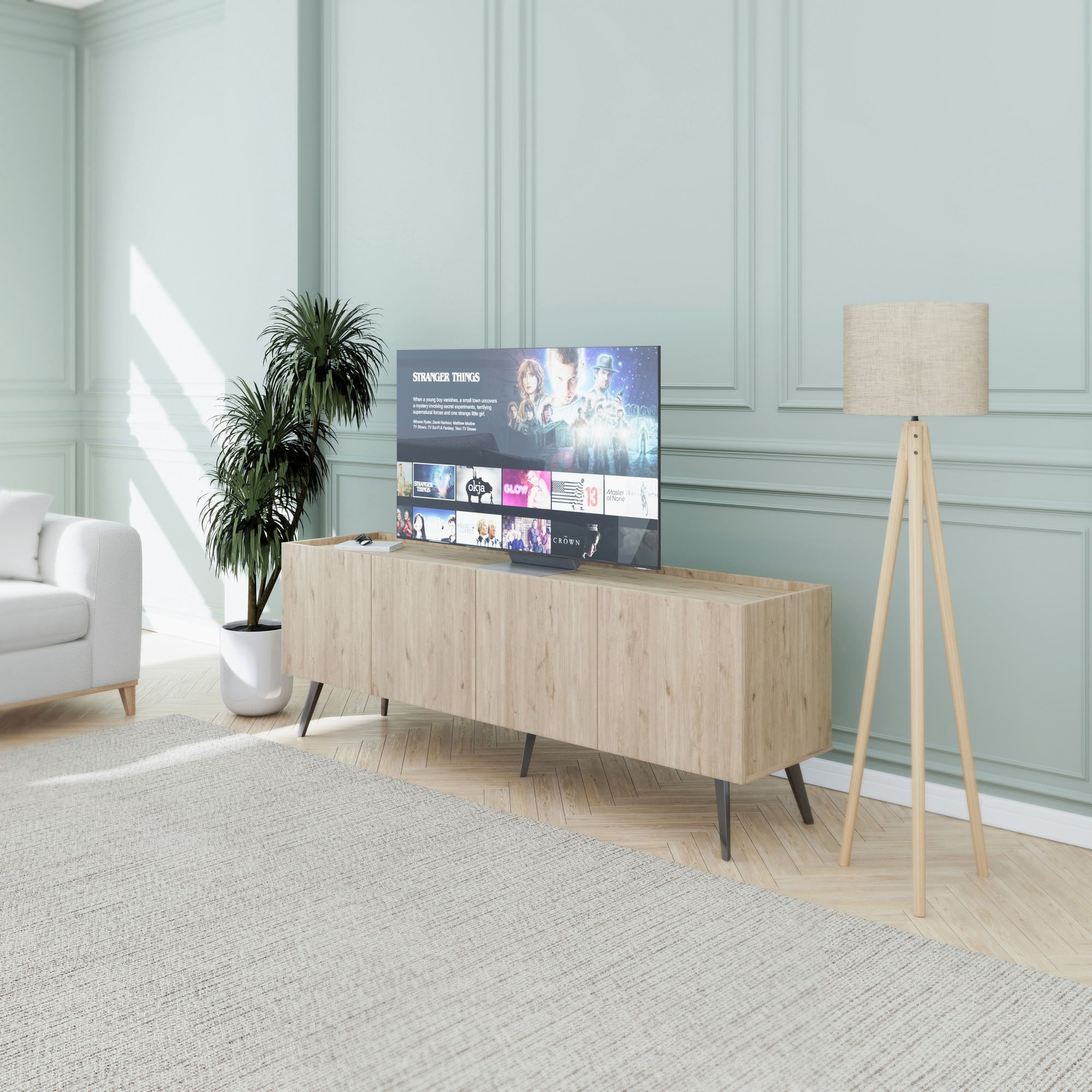 Comoda tv, Hanah Home, pal melaminat, stejar, 180x41x62 cm — imaginea 10