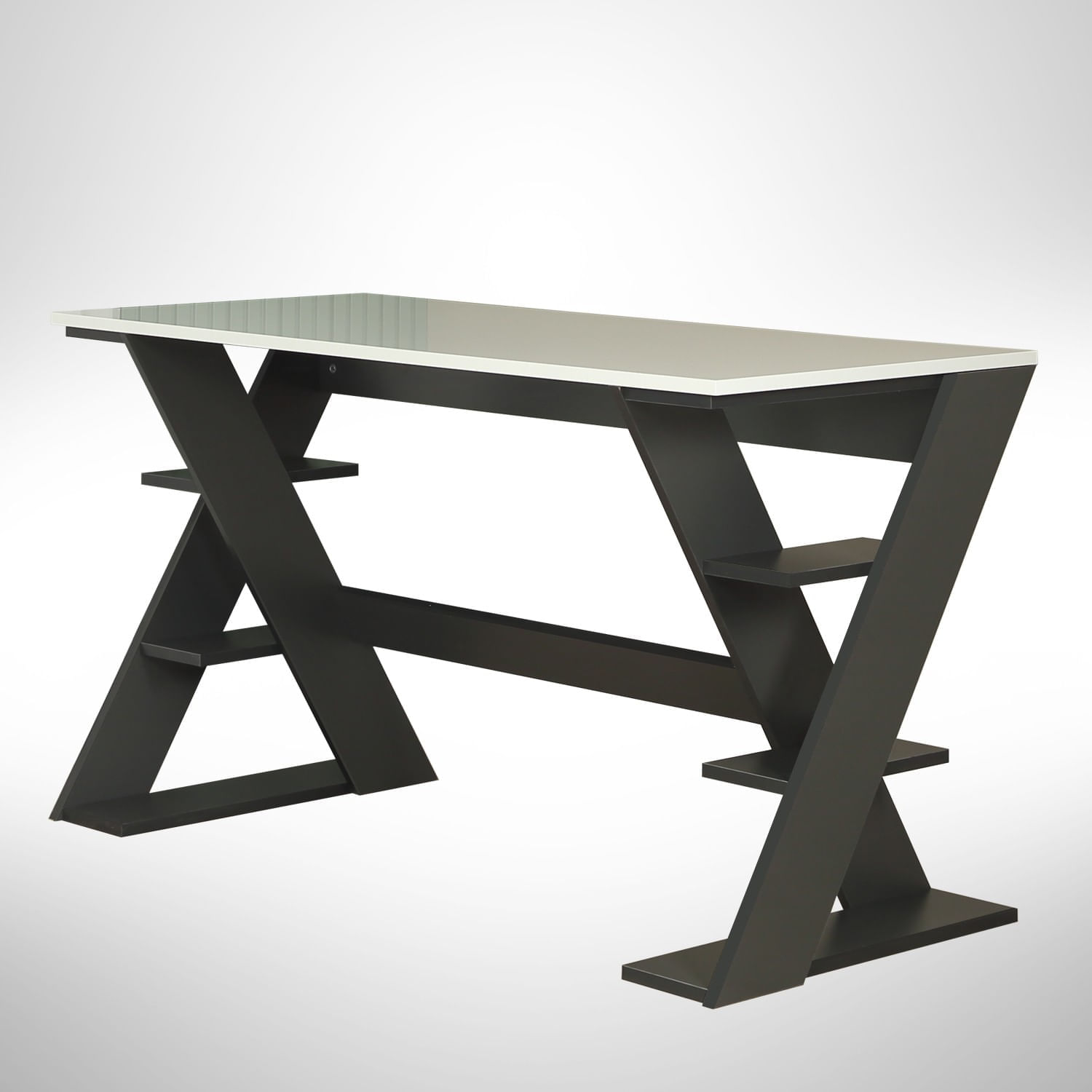Birou de studiu, Hanah Home, pal, antracit si alb, 140x73x60 cm — imaginea 3
