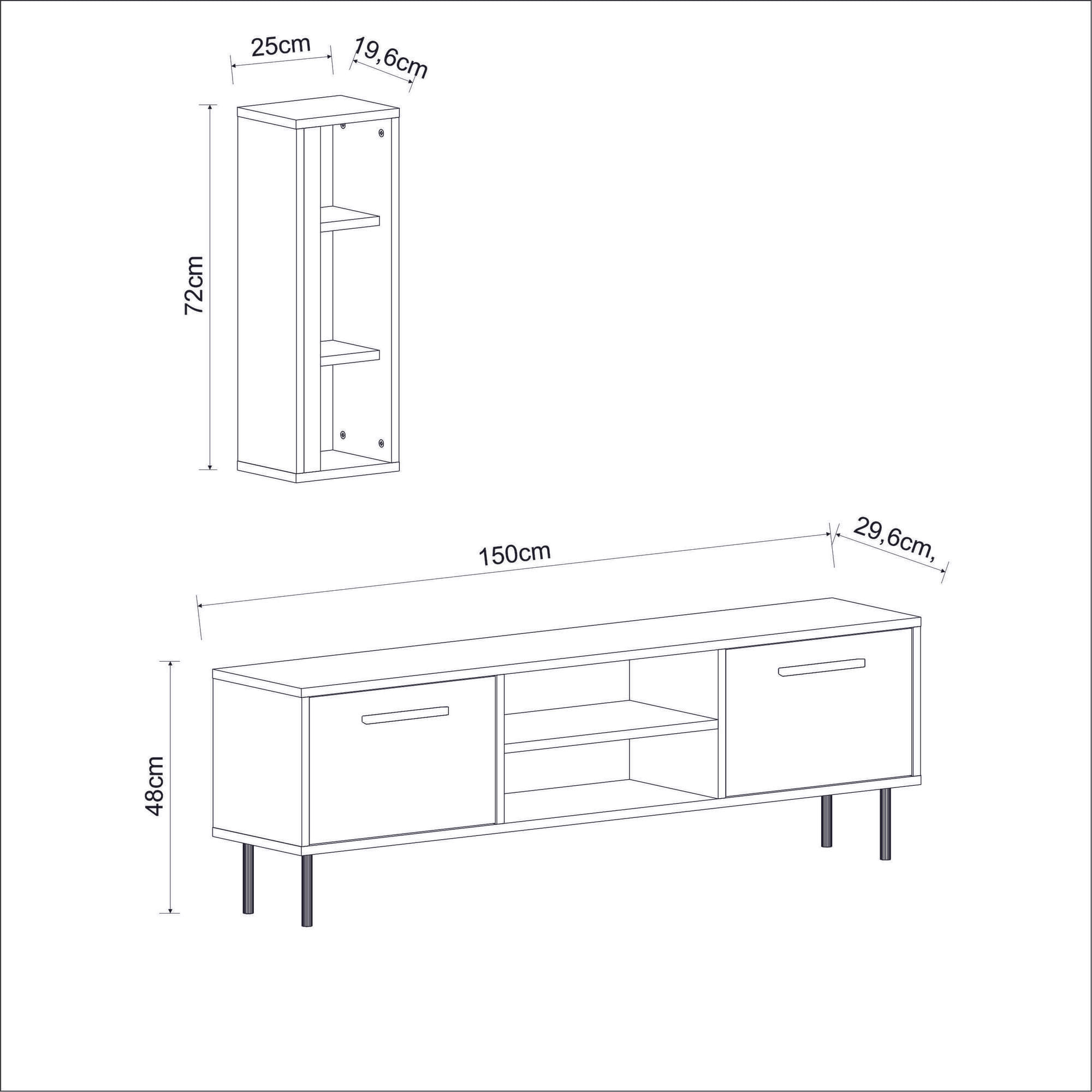 Comoda tv, Hanah Home, pal melaminat, nuc, 150x48x29.6 cm — imaginea 12