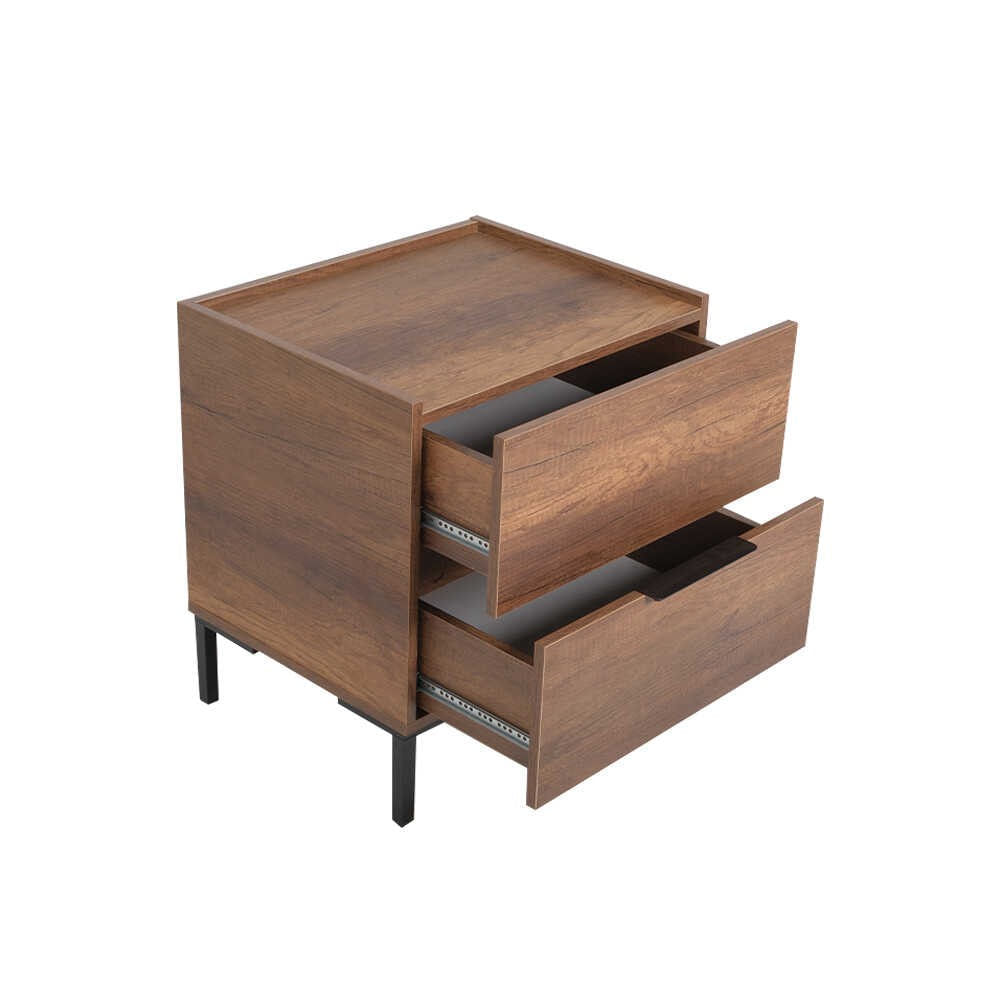 Noptiera, Hanah Home, panou de particule melaminat, nuc, 55x44x59 cm — imaginea 2