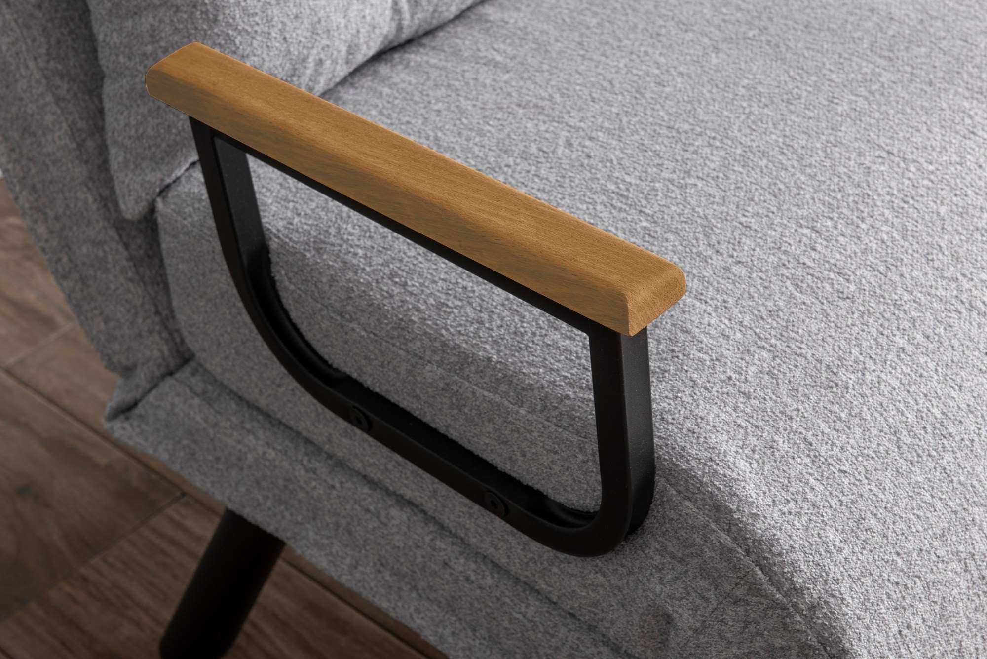 Canapea extensibila, Hanah Home, stofa teddy, gri, 175x60 cm — imaginea 6