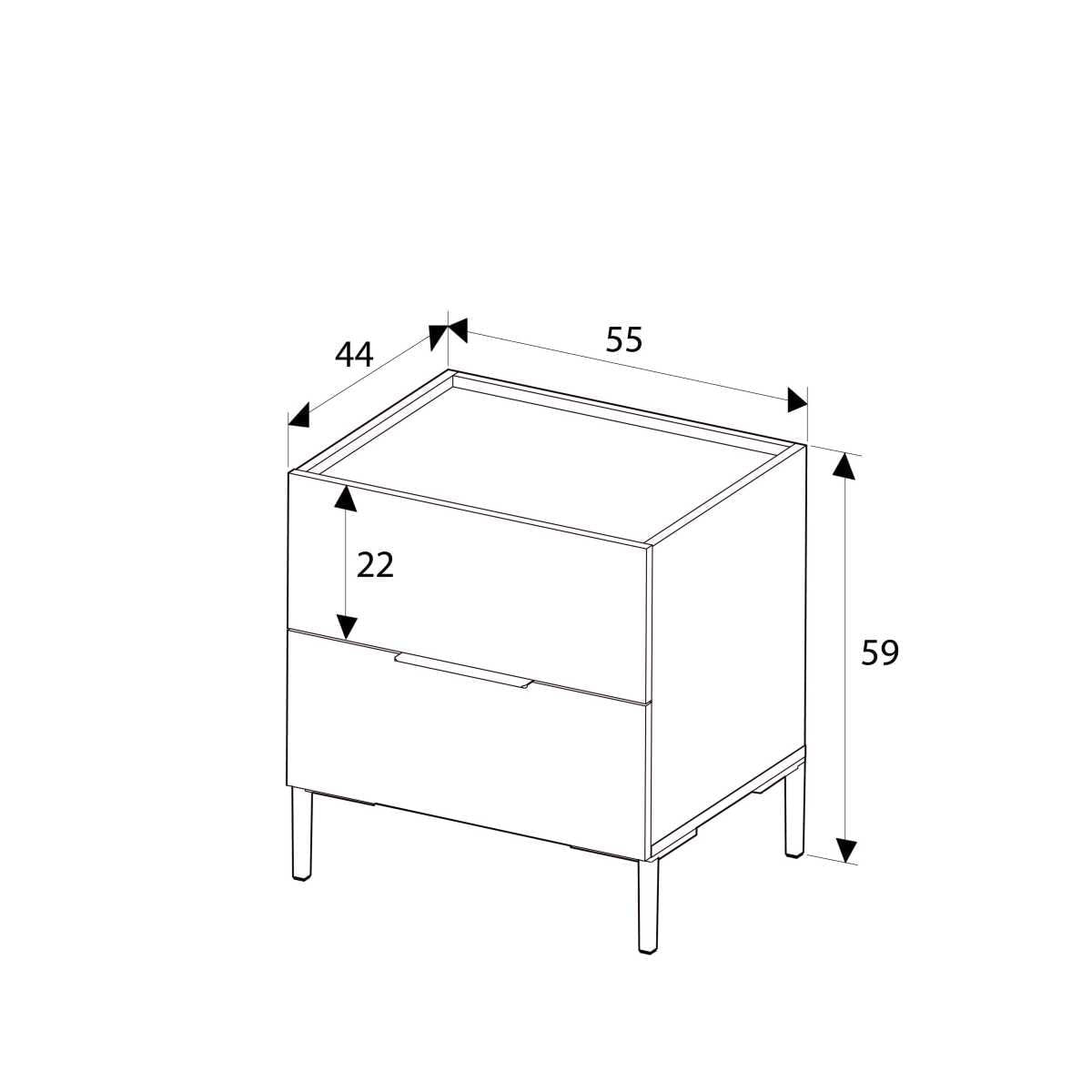 Noptiera, Hanah Home, panou de particule melaminat, nuc, 55x44x59 cm — imaginea 7