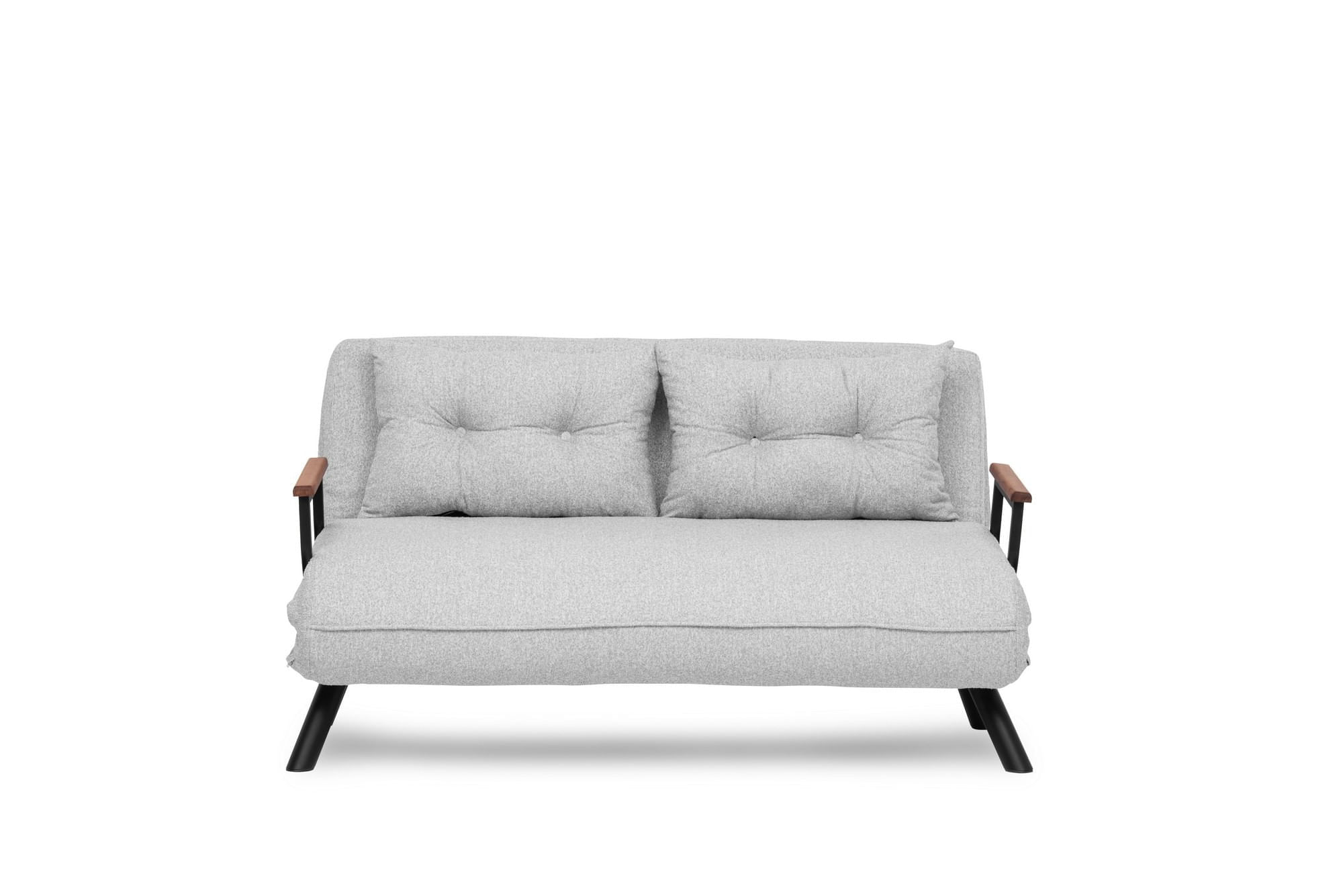 Canapea extensibila 2 locuri, Hanah Home, stofa teddy, gri — imaginea 2
