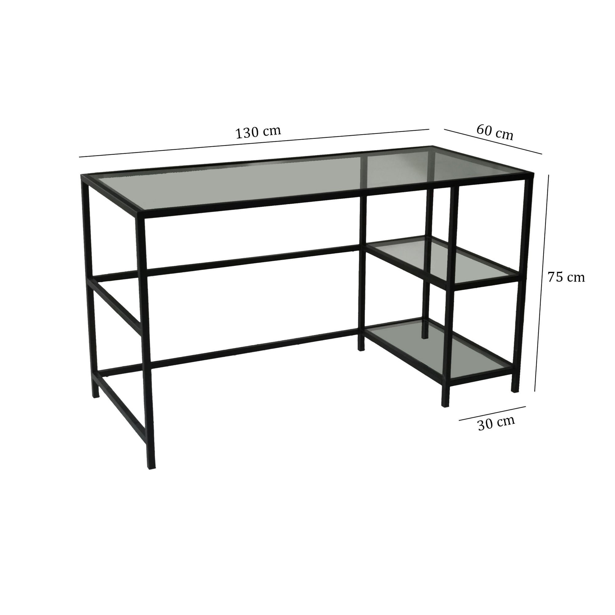 Birou, Hanah Home, sticla calita, negru, 130x60x75 cm — imaginea 11