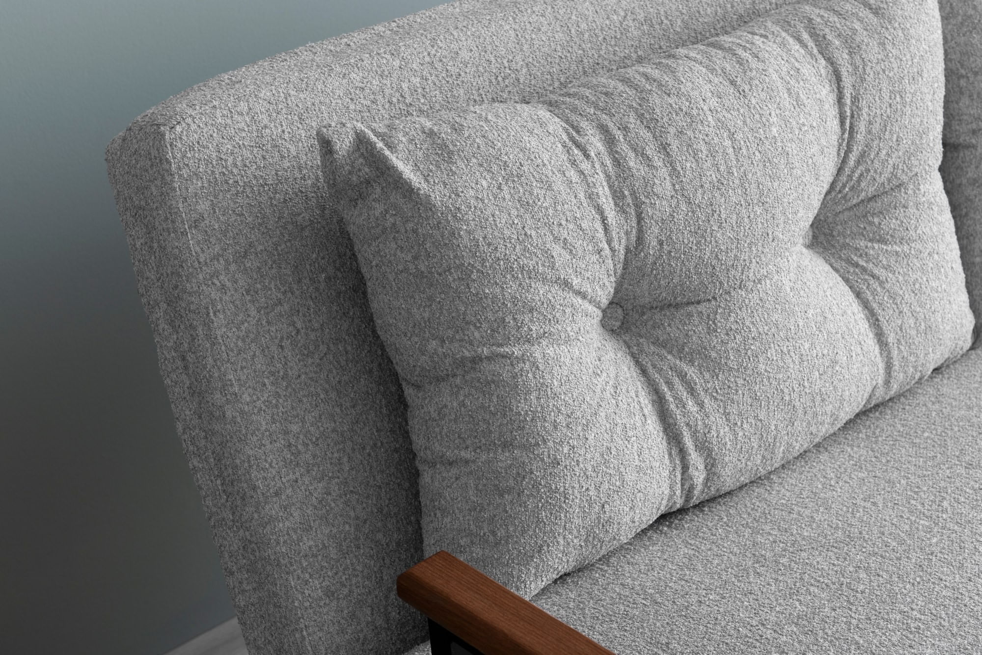 Canapea extensibila 2 locuri, Hanah Home, stofa teddy, gri — imaginea 5