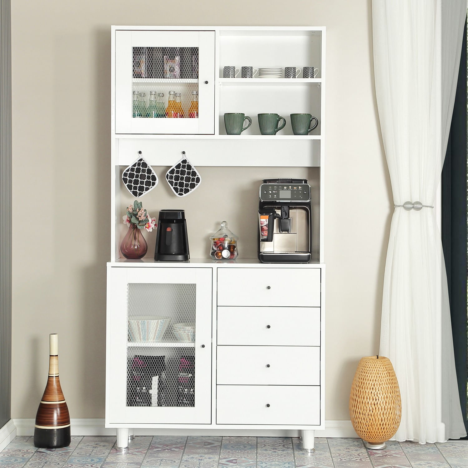 Dulap multifunctional, Hanah Home, pal, alb, 96x40x187 cm — imaginea 2