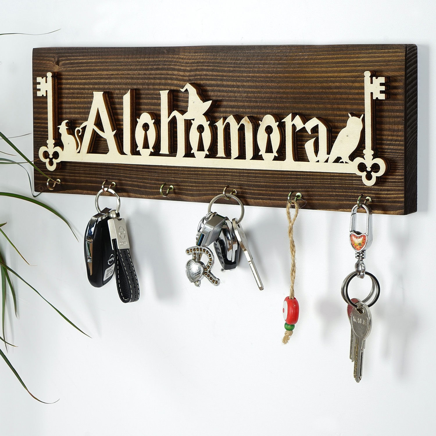 Suport chei, Wallxpert, lemn masiv, multicolor, 40x14x3 cm, 797EVL2201 — imaginea 2