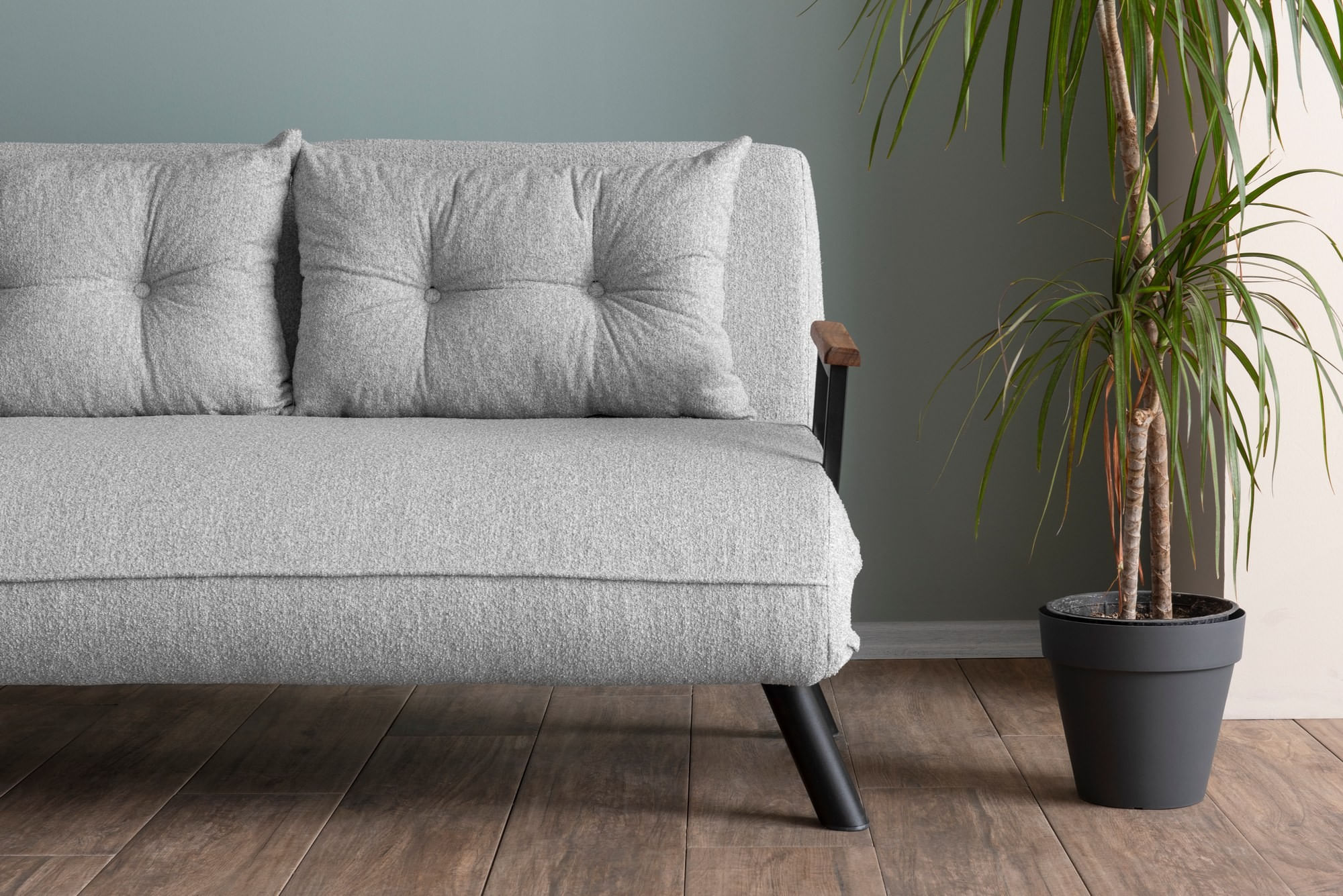 Canapea extensibila 2 locuri, Hanah Home, stofa teddy, gri — imaginea 8