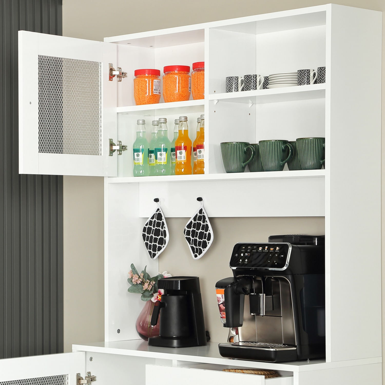 Dulap multifunctional, Hanah Home, pal, alb, 96x40x187 cm — imaginea 5