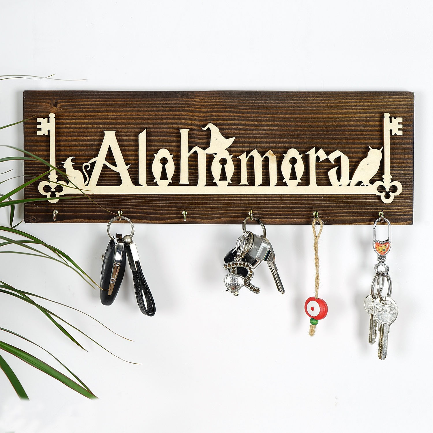 Suport chei, Wallxpert, lemn masiv, multicolor, 40x14x3 cm, 797EVL2201 — imaginea 4