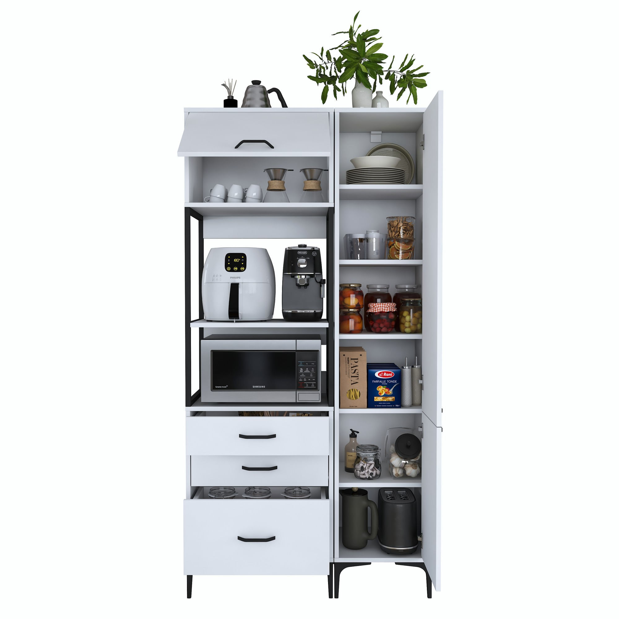 Dulap multifunctional, Hanah Home, PAL melaminat, alb, 100x40x198.6 cm, 893RAN4954 — imaginea 2