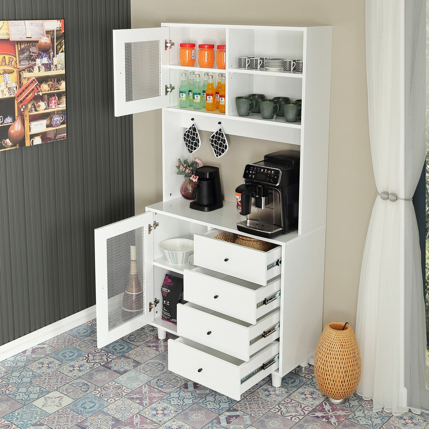 Dulap multifunctional, Hanah Home, pal, alb, 96x40x187 cm — imaginea 7