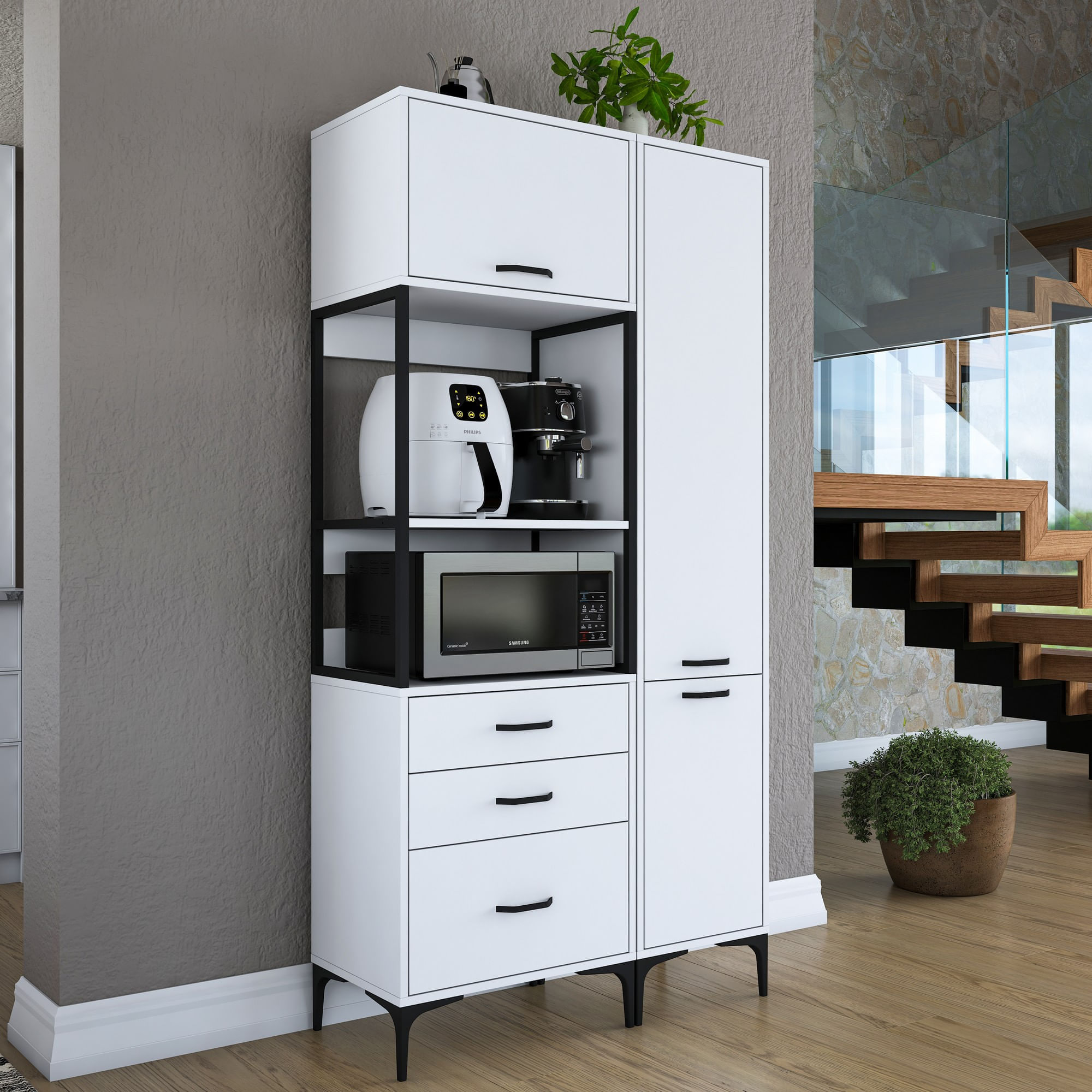 Dulap multifunctional, Hanah Home, PAL melaminat, alb, 100x40x198.6 cm, 893RAN4954 — imaginea 5