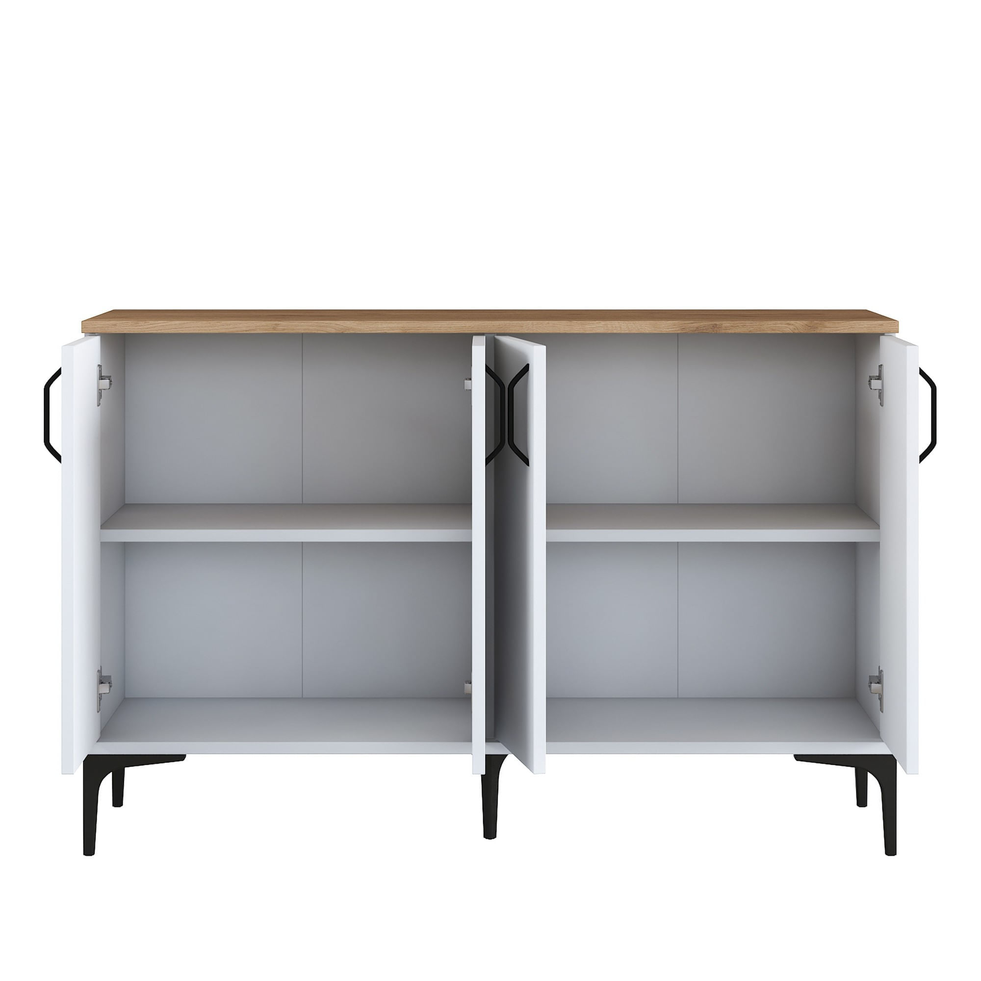 Comoda, Hanah Home, pal melaminat, alb si nuc, 120x40x78.6 cm — imaginea 2