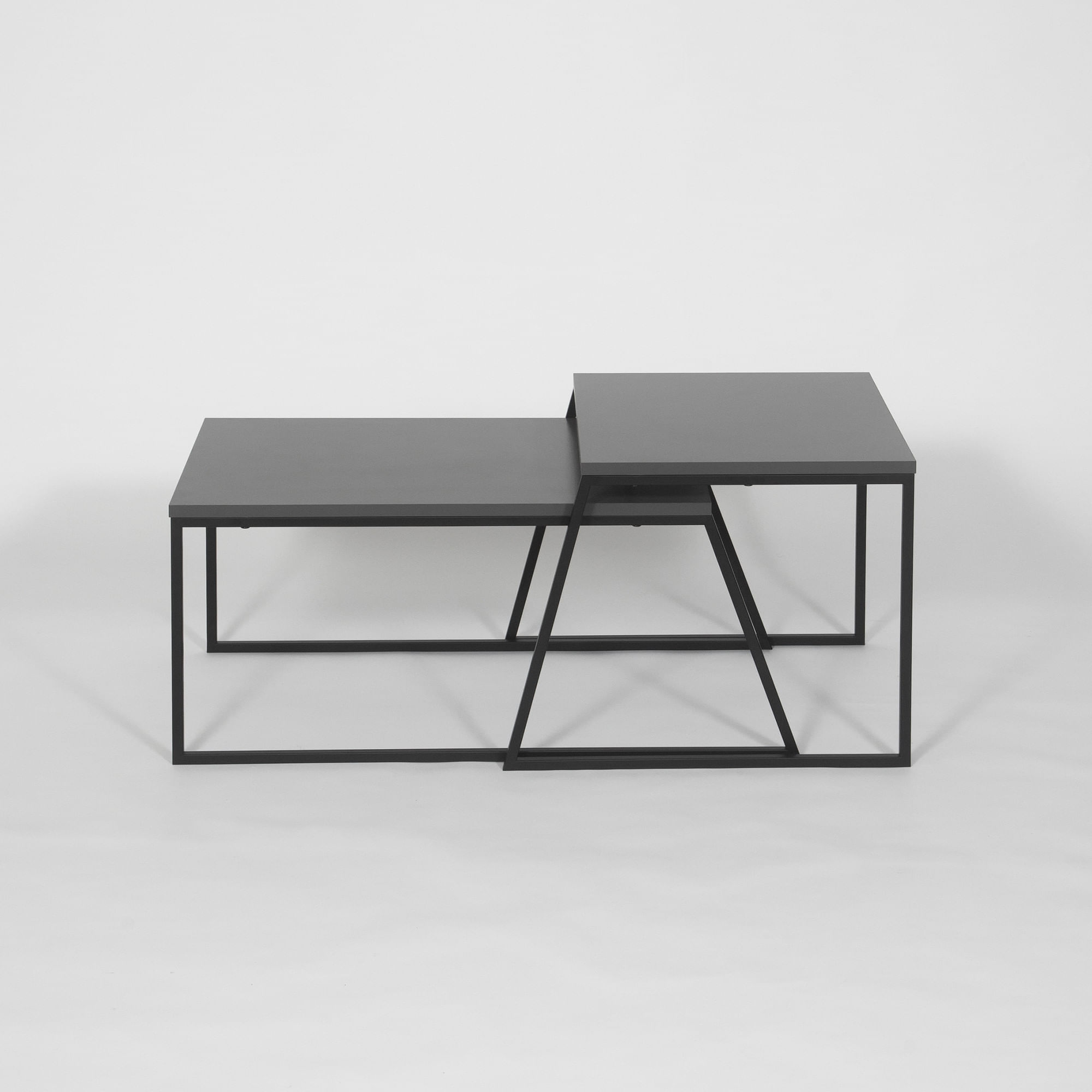 Set masute de cafea, Hanah Home, pal melaminat, antracit si negru, 88x50x38 cm si 57x55x45 cm — imaginea 4