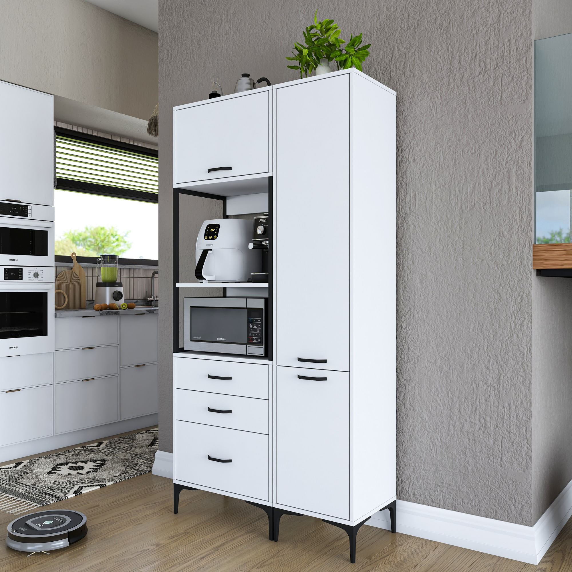 Dulap multifunctional, Hanah Home, PAL melaminat, alb, 100x40x198.6 cm, 893RAN4954 — imaginea 6