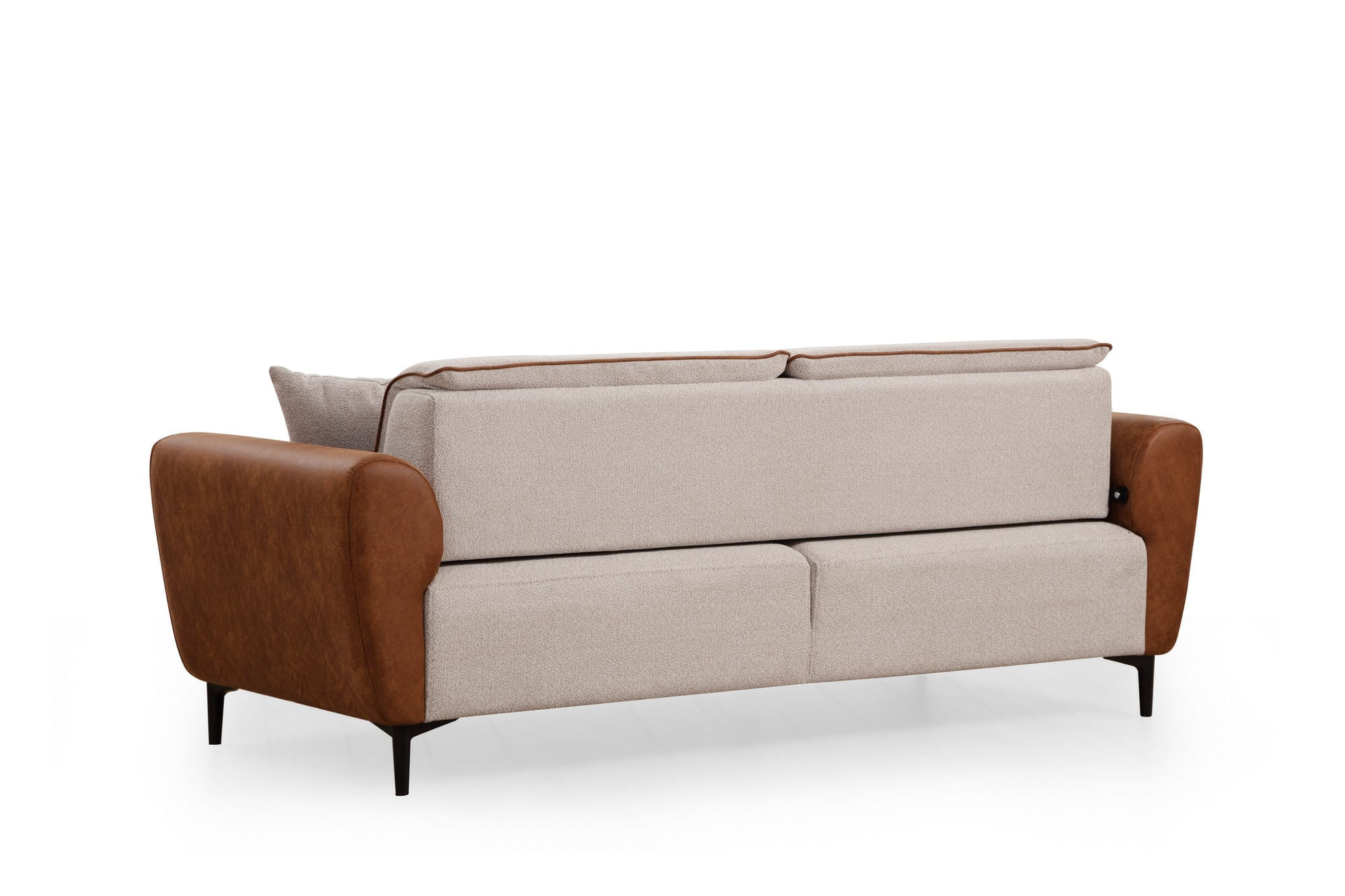Canapea extensibila 3 locuri, Hanah Home, lemn fag, bej scortisoara, 215x85x85 cm — imaginea 2