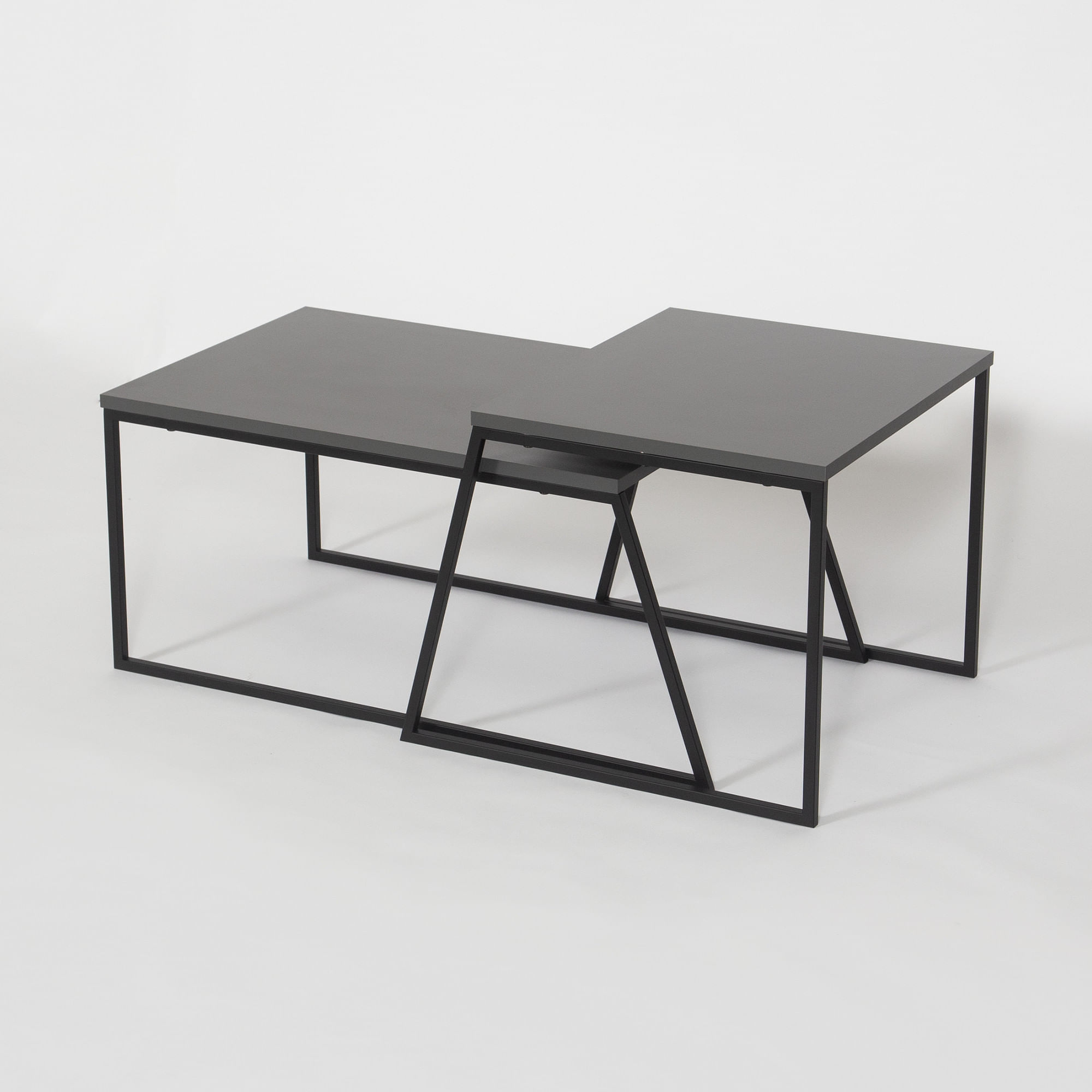 Set masute de cafea, Hanah Home, pal melaminat, antracit si negru, 88x50x38 cm si 57x55x45 cm — imaginea 6