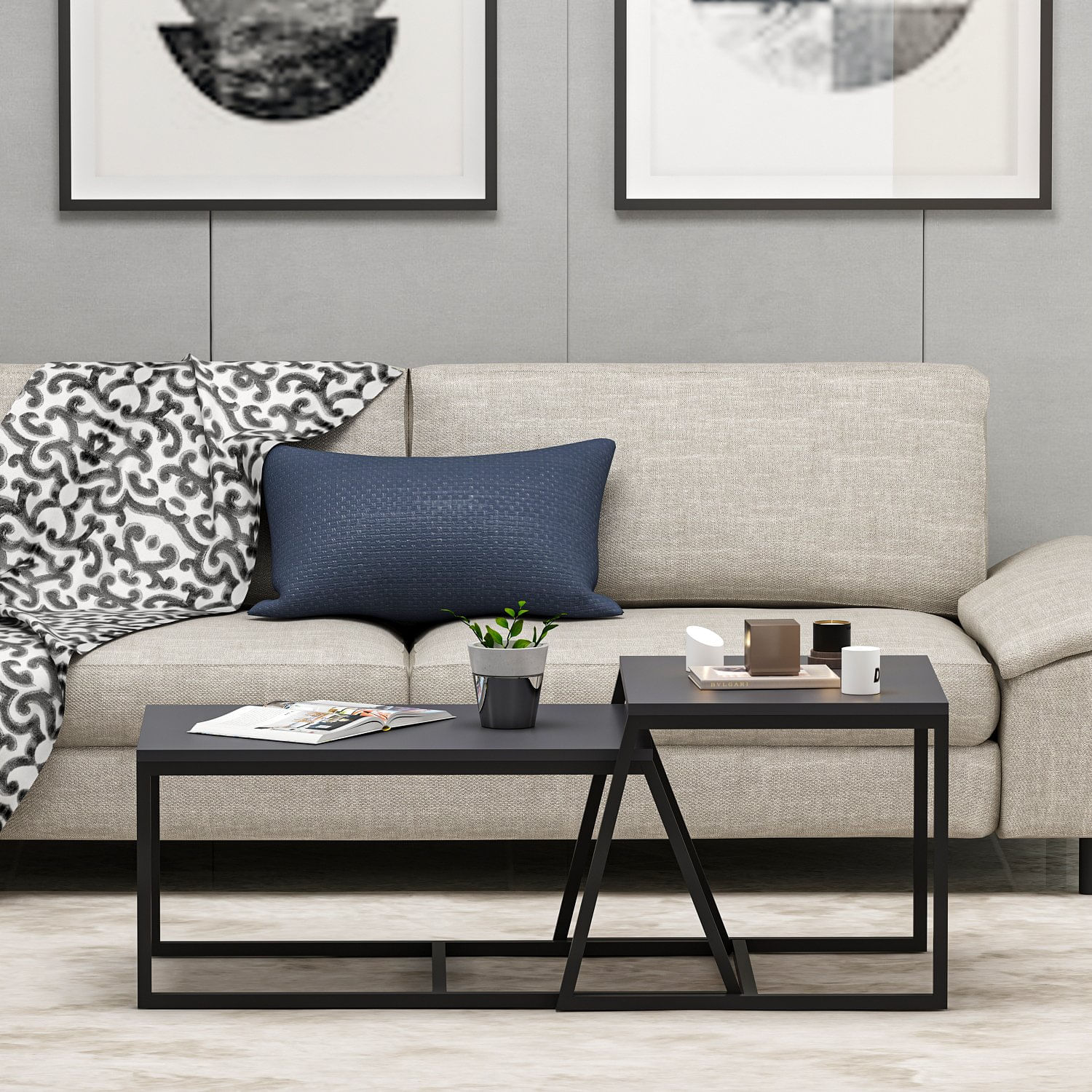 Masuta de cafea, Hanah Home, pal melaminat, antracit, 75x38x50 cm — imaginea 5
