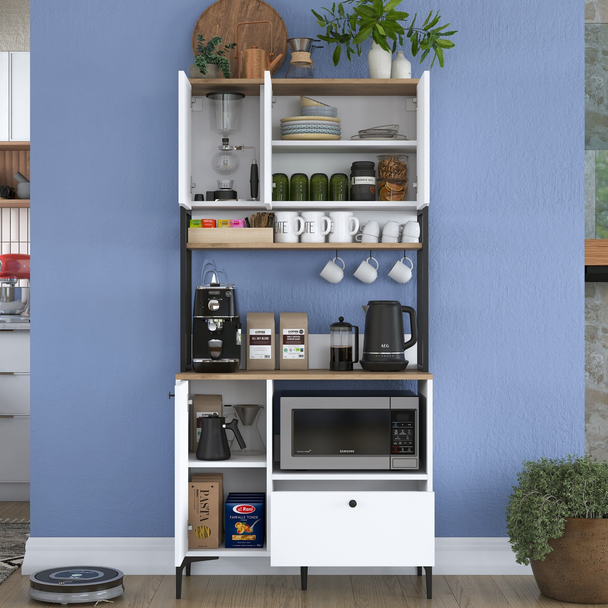 Dulap multifunctional, Hanah Home, PAL melaminat, alb nuc, 90x38x184.2 cm - imagine 4