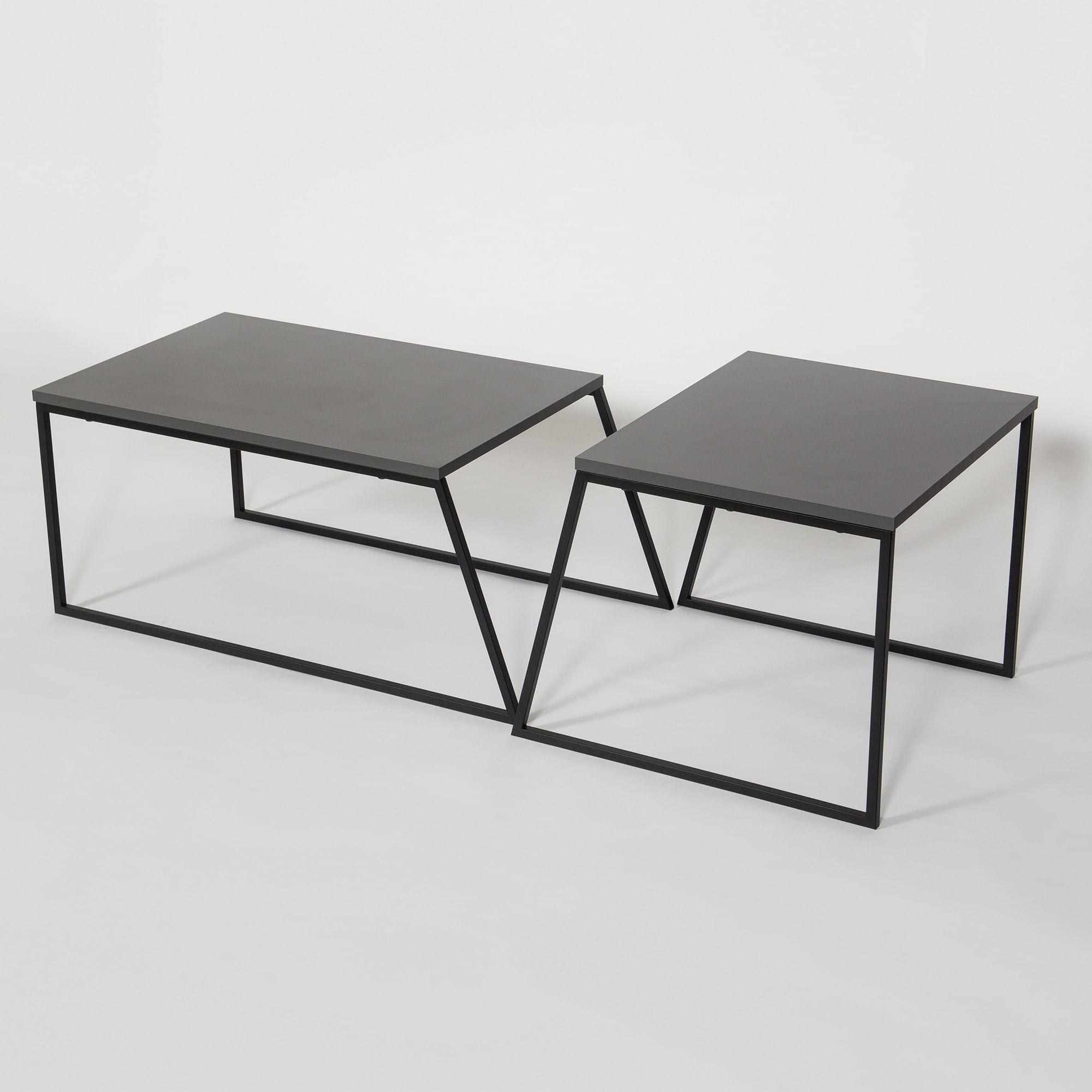 Set masute de cafea, Hanah Home, pal melaminat, antracit si negru, 88x50x38 cm si 57x55x45 cm — imaginea 7