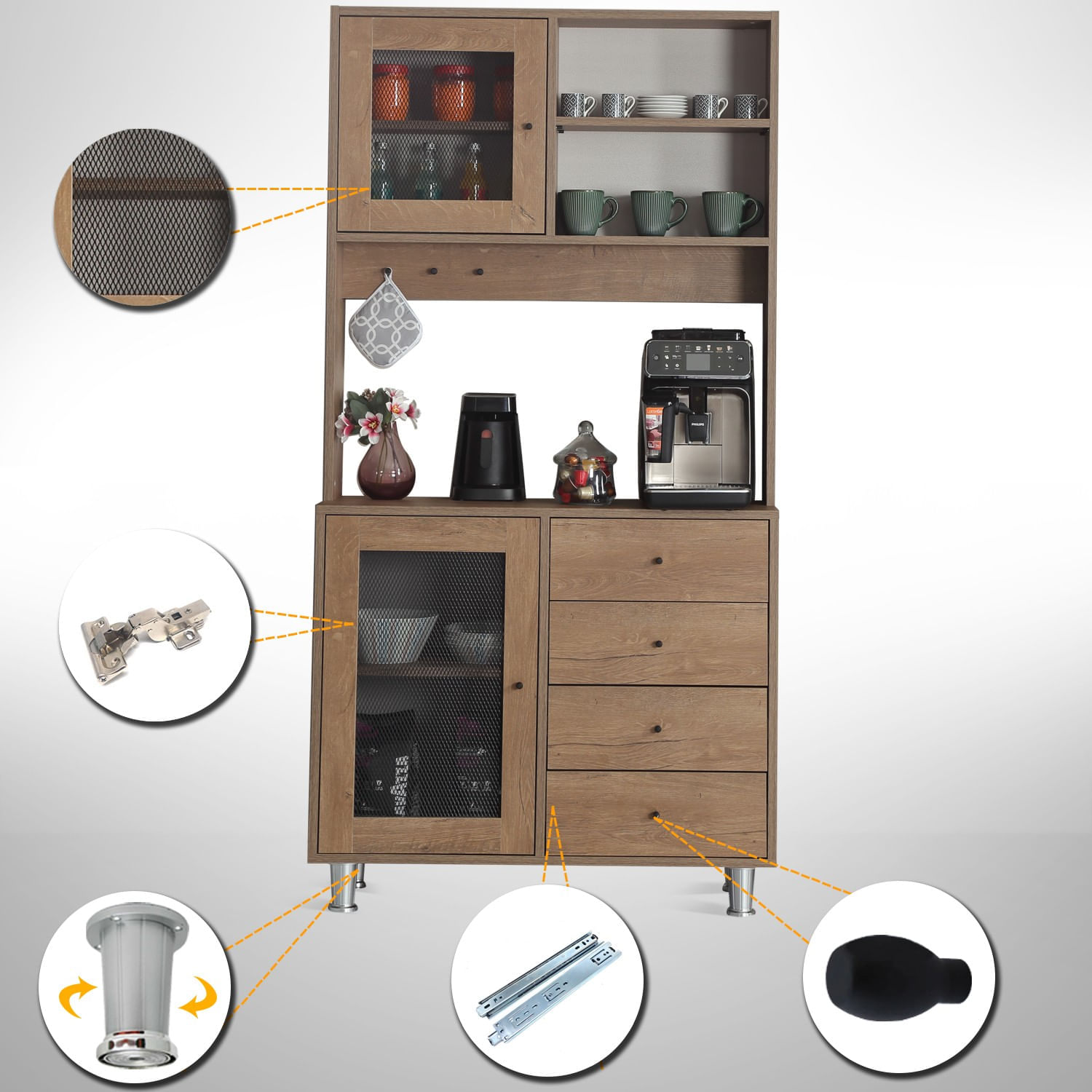 Dulap multifunctional, Hanah Home, pal, stejar caucazian, 96x40x187 cm — imaginea 2