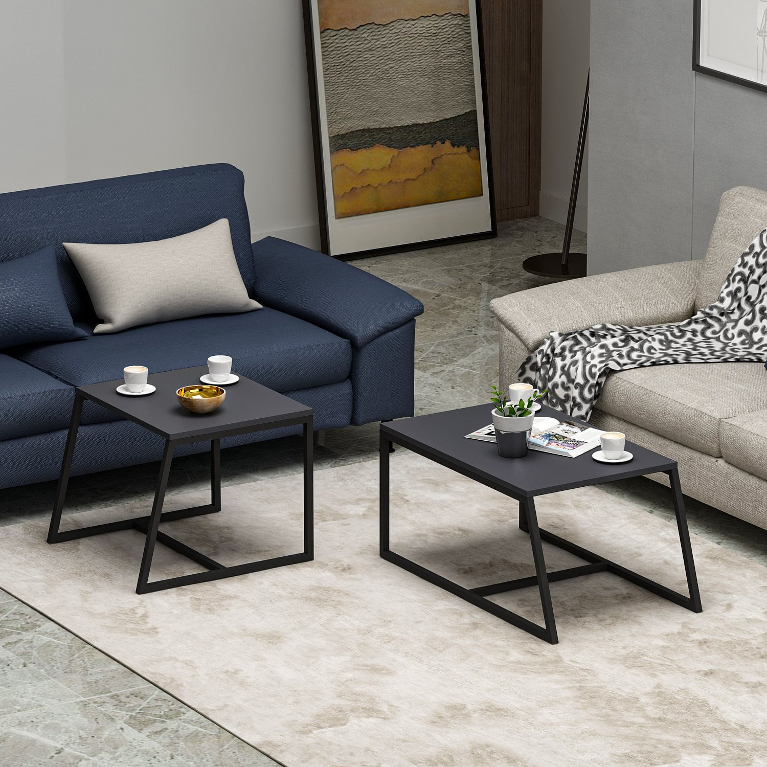 Masuta de cafea, Hanah Home, pal melaminat, antracit, 75x38x50 cm — imaginea 8
