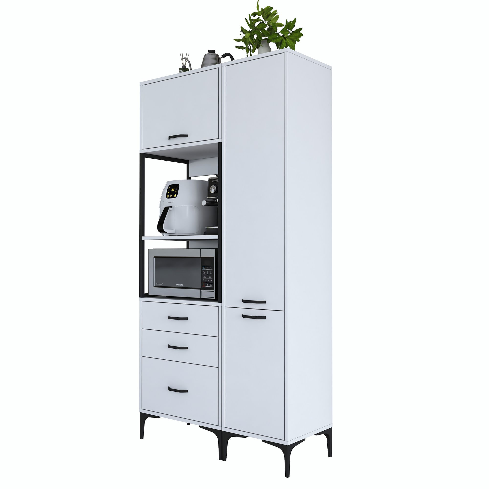 Dulap multifunctional, Hanah Home, PAL melaminat, alb, 100x40x198.6 cm, 893RAN4954 — imaginea 11