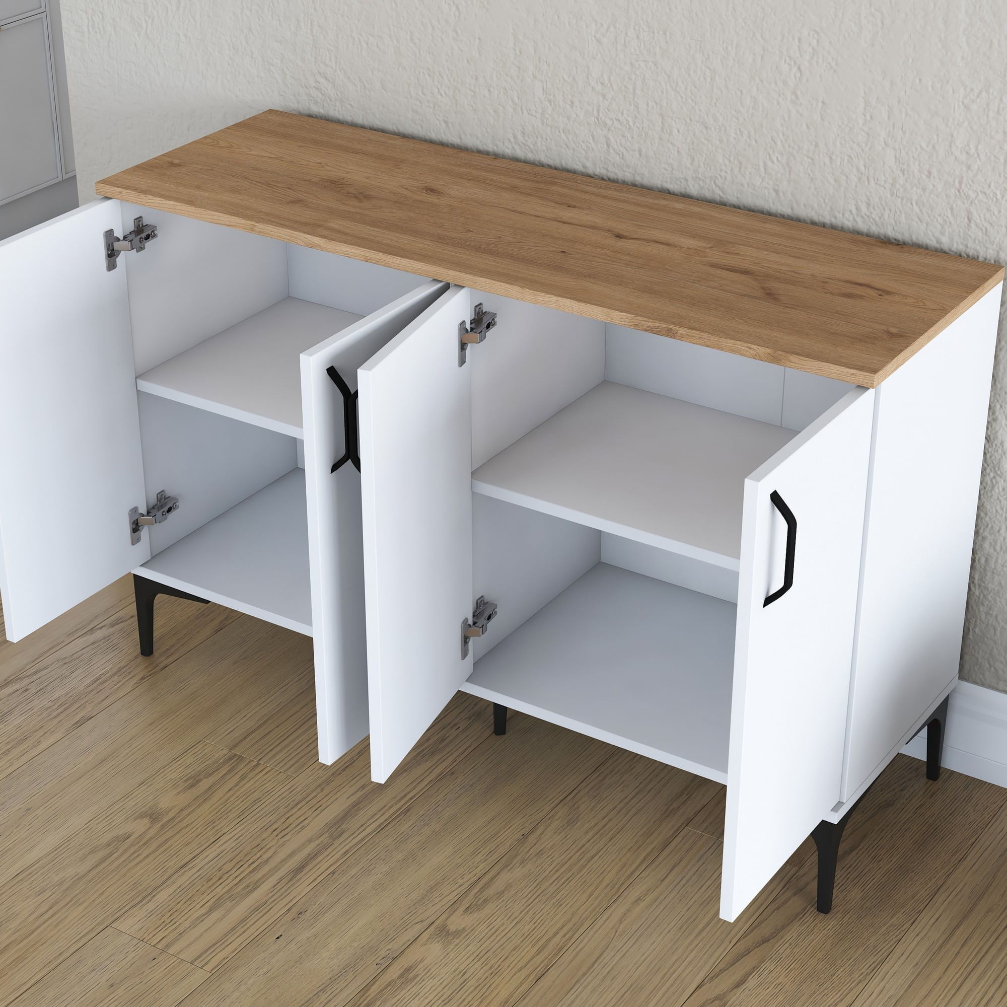 Comoda, Hanah Home, pal melaminat, alb si nuc, 120x40x78.6 cm — imaginea 8