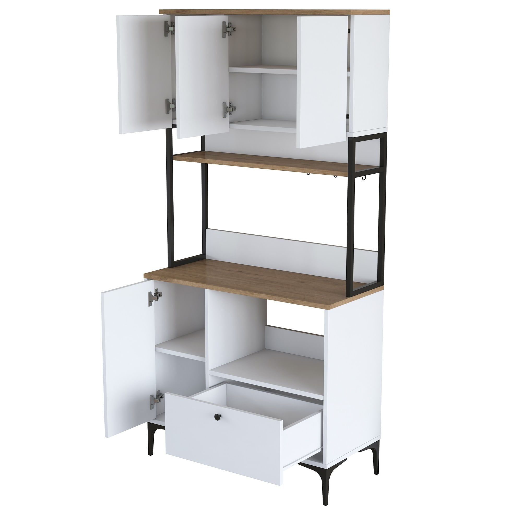 Dulap multifunctional, Hanah Home, PAL melaminat, alb nuc, 90x38x184.2 cm - imagine 10