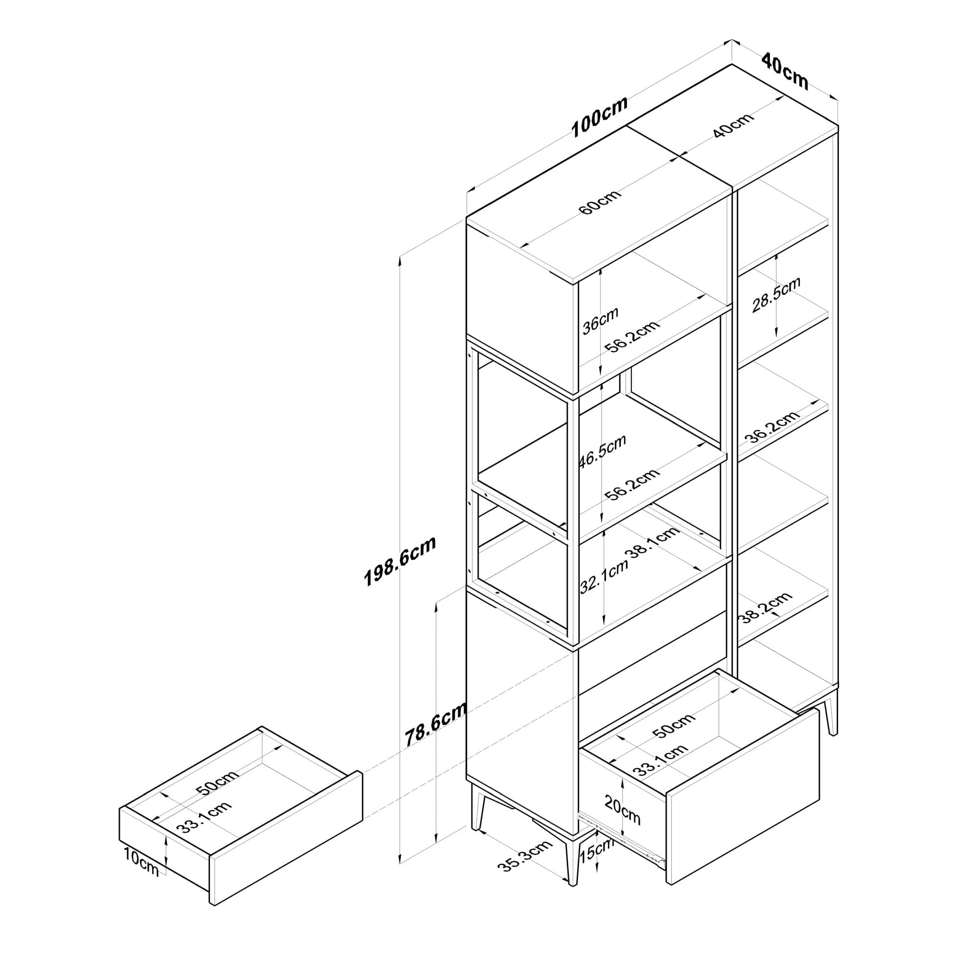 Dulap multifunctional, Hanah Home, PAL melaminat, alb, 100x40x198.6 cm, 893RAN4954 — imaginea 13