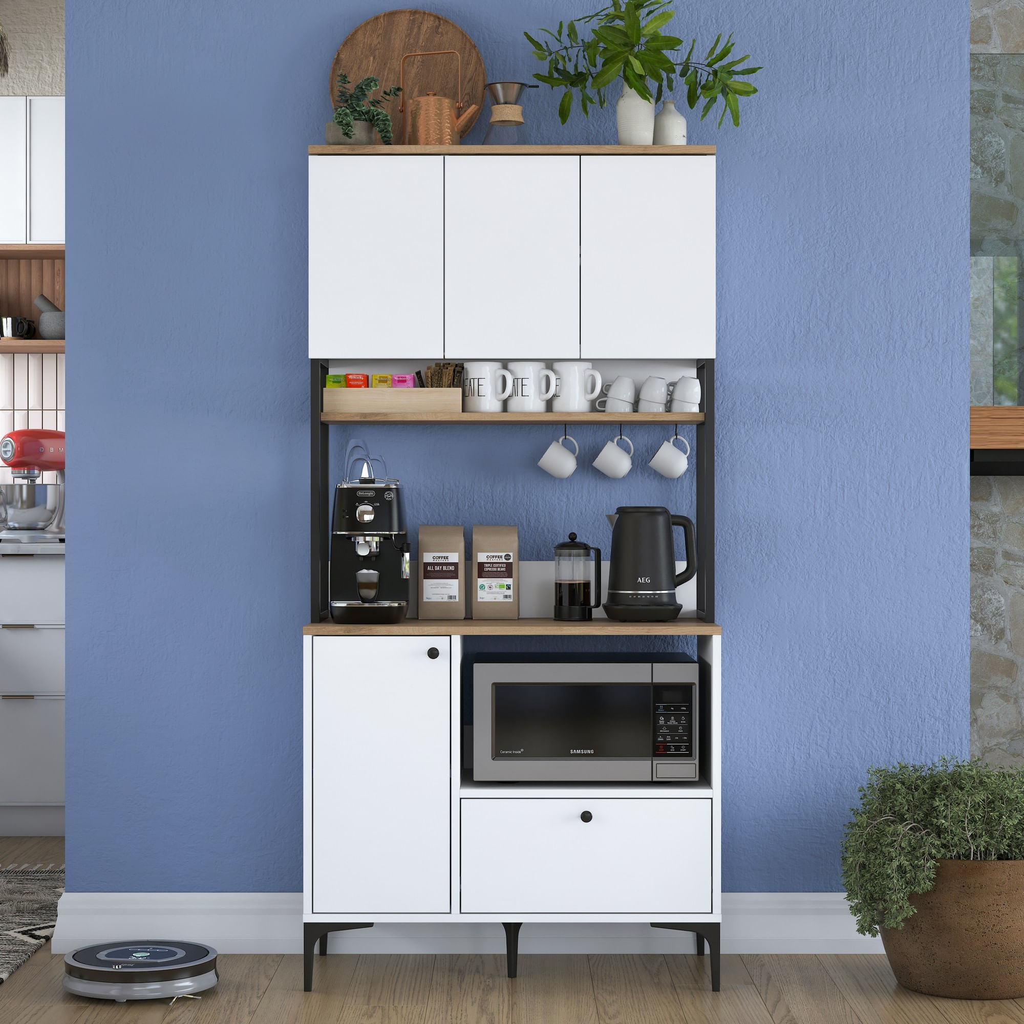 Dulap multifunctional, Hanah Home, PAL melaminat, alb nuc, 90x38x184.2 cm - imagine 13