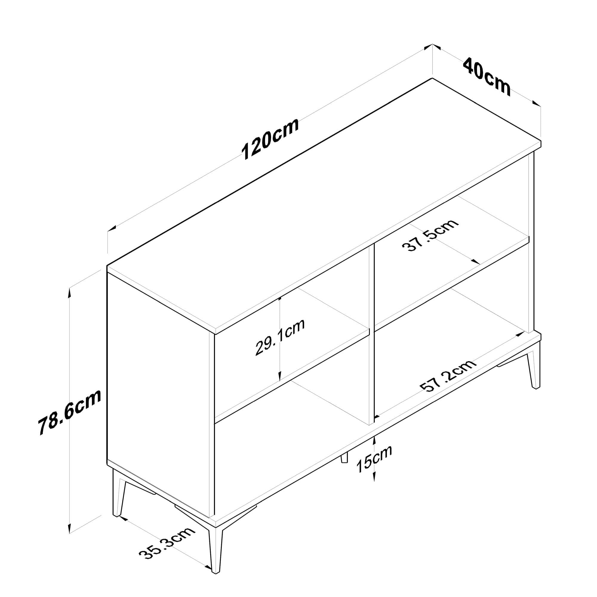 Comoda, Hanah Home, pal melaminat, alb si nuc, 120x40x78.6 cm — imaginea 12