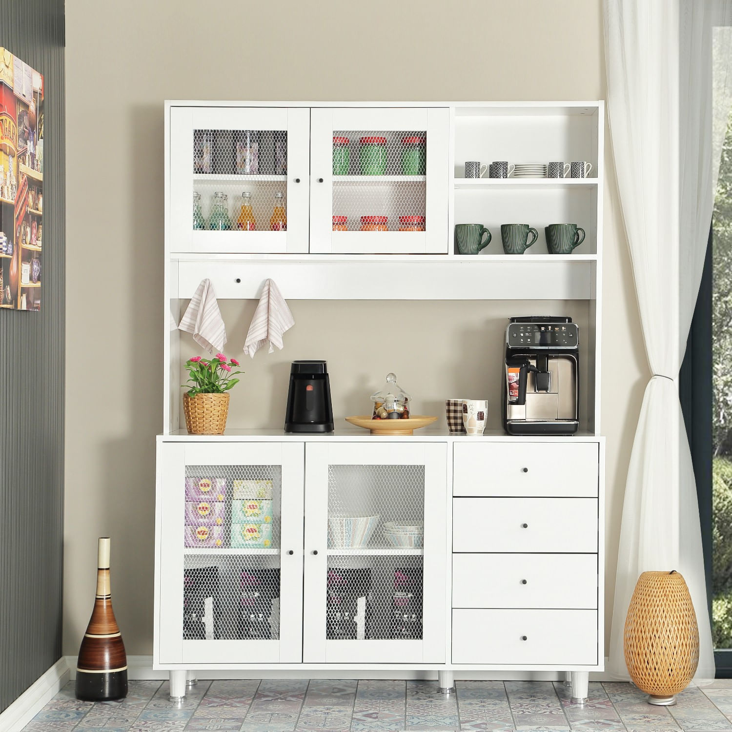 Dulap multifunctional, Hanah Home, pal, alb, 140x40x187 cm — imaginea 2