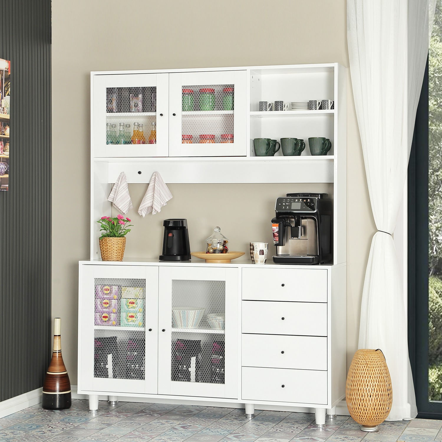 Dulap multifunctional, Hanah Home, pal, alb, 140x40x187 cm — imaginea 3