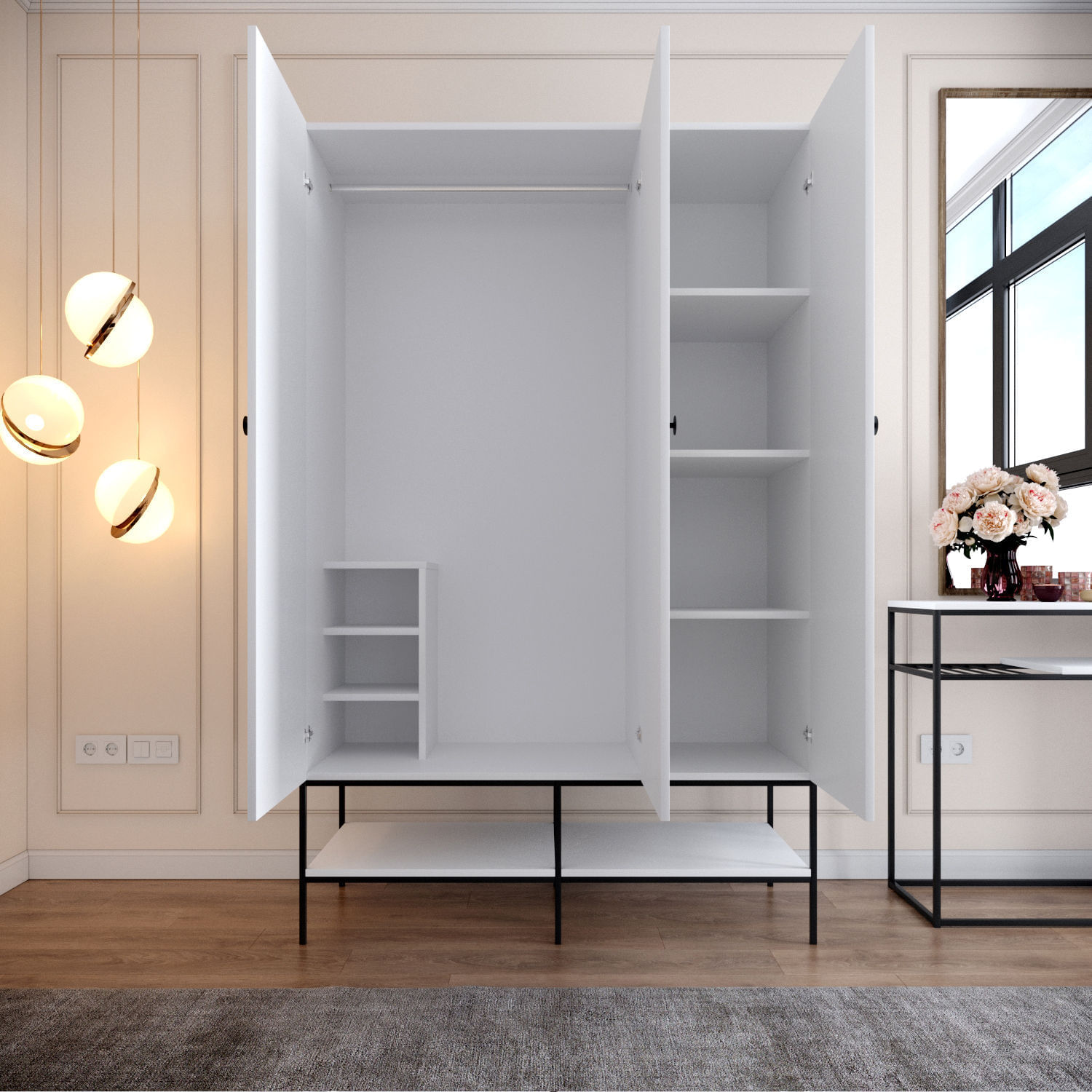 Sifonier, Hanah Home, pal melaminat, alb, 126x50x200 cm — imaginea 3