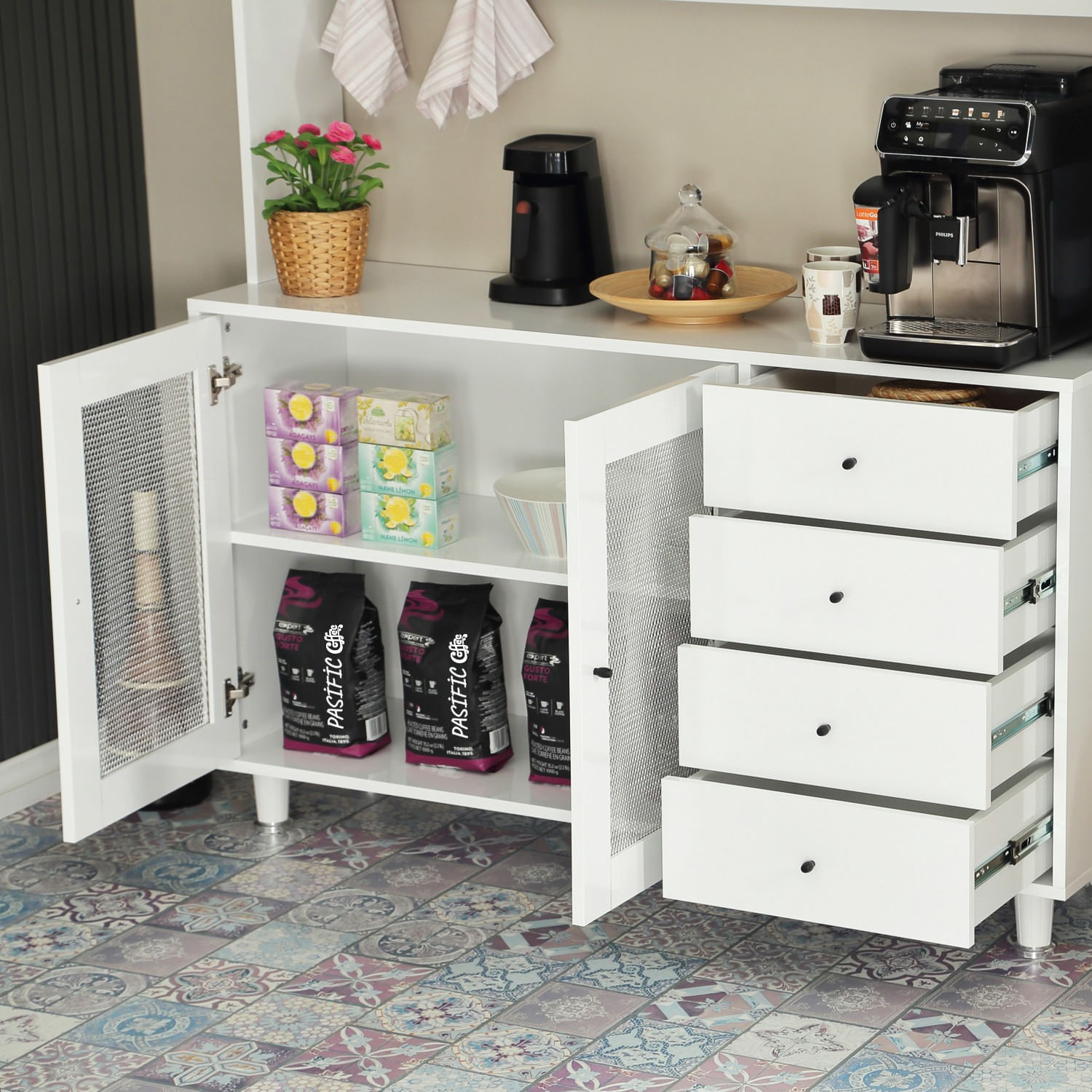 Dulap multifunctional, Hanah Home, pal, alb, 140x40x187 cm — imaginea 5
