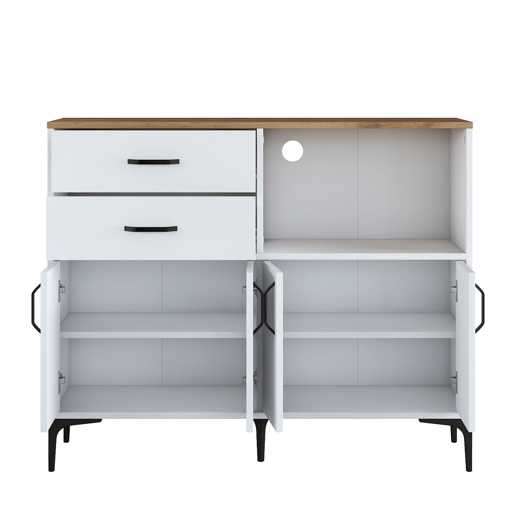 Dulap multifunctional, Hanah Home, PAL melaminat, alb si nuc, 120x40x98.6 cm — imaginea 2