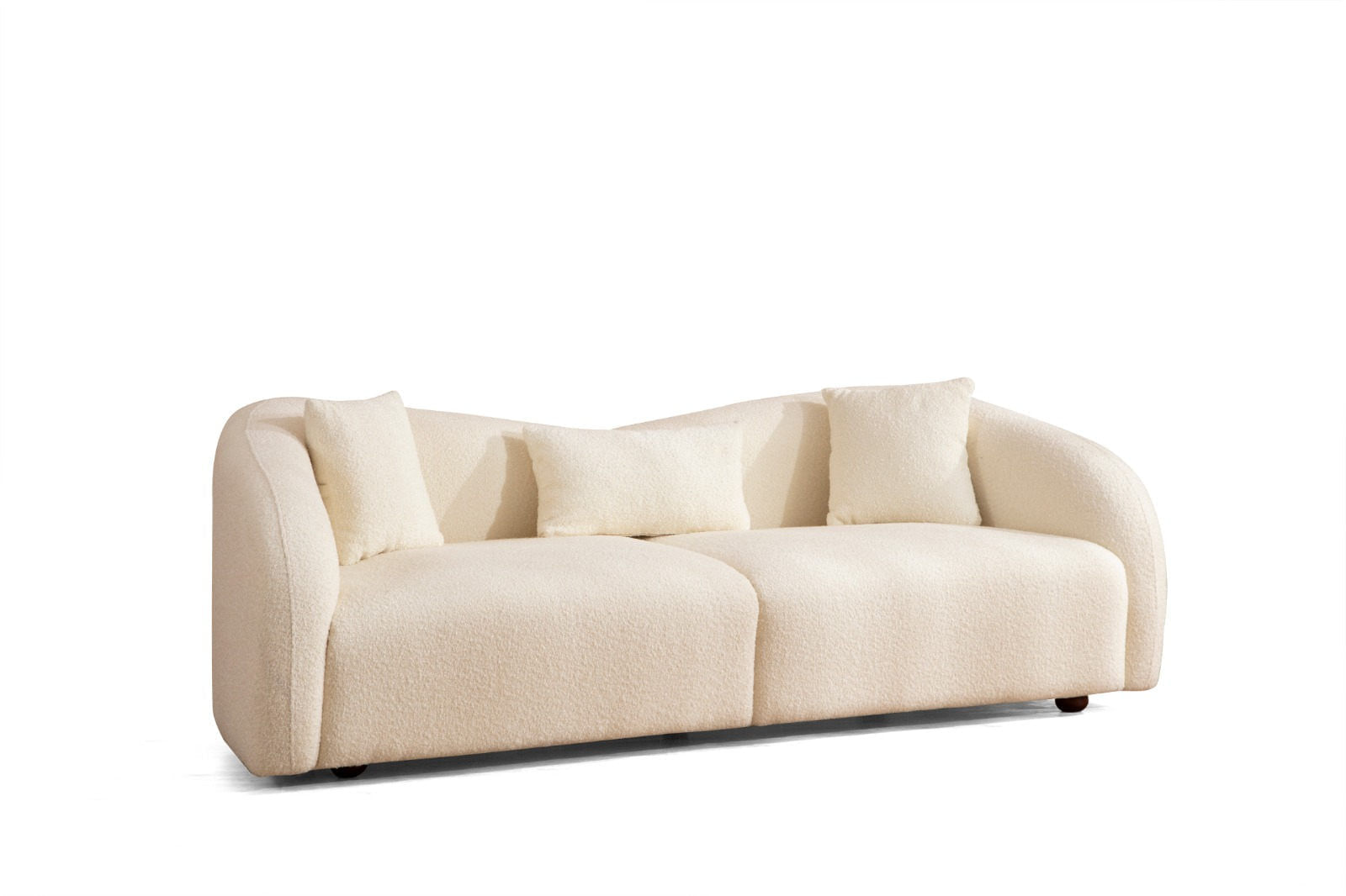 Canapea 3 locuri, Hanah Home, lemn fag si pal, crem, 236x91x76 cm — imaginea 2