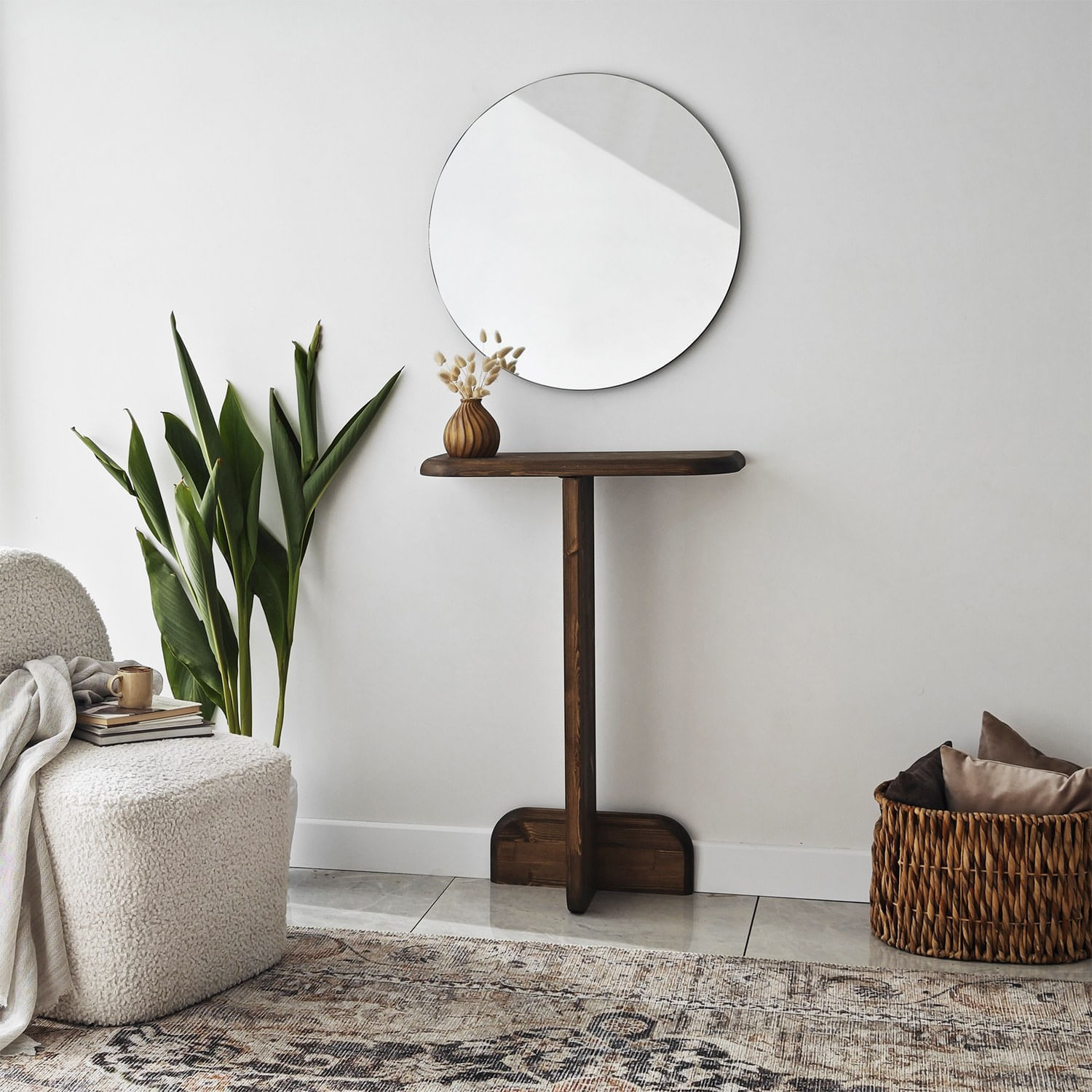 Consola, Hanah Home, lemn masiv, nuc, 80x25x85 cm — imaginea 2