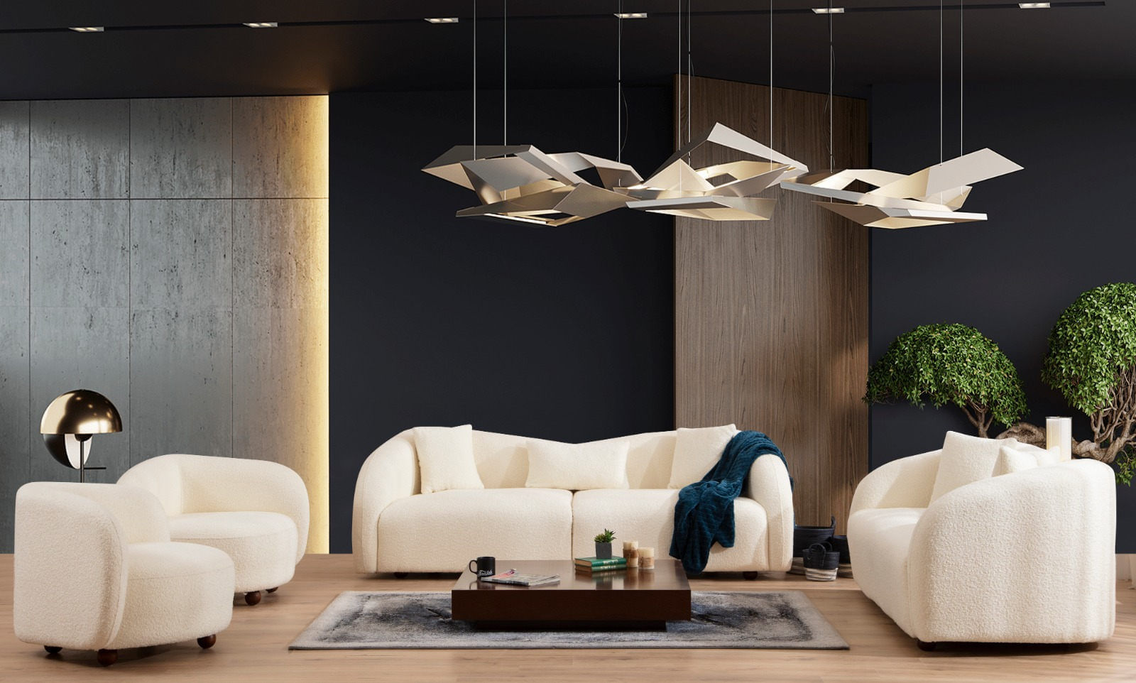 Canapea 3 locuri, Hanah Home, lemn fag si pal, crem, 236x91x76 cm — imaginea 4