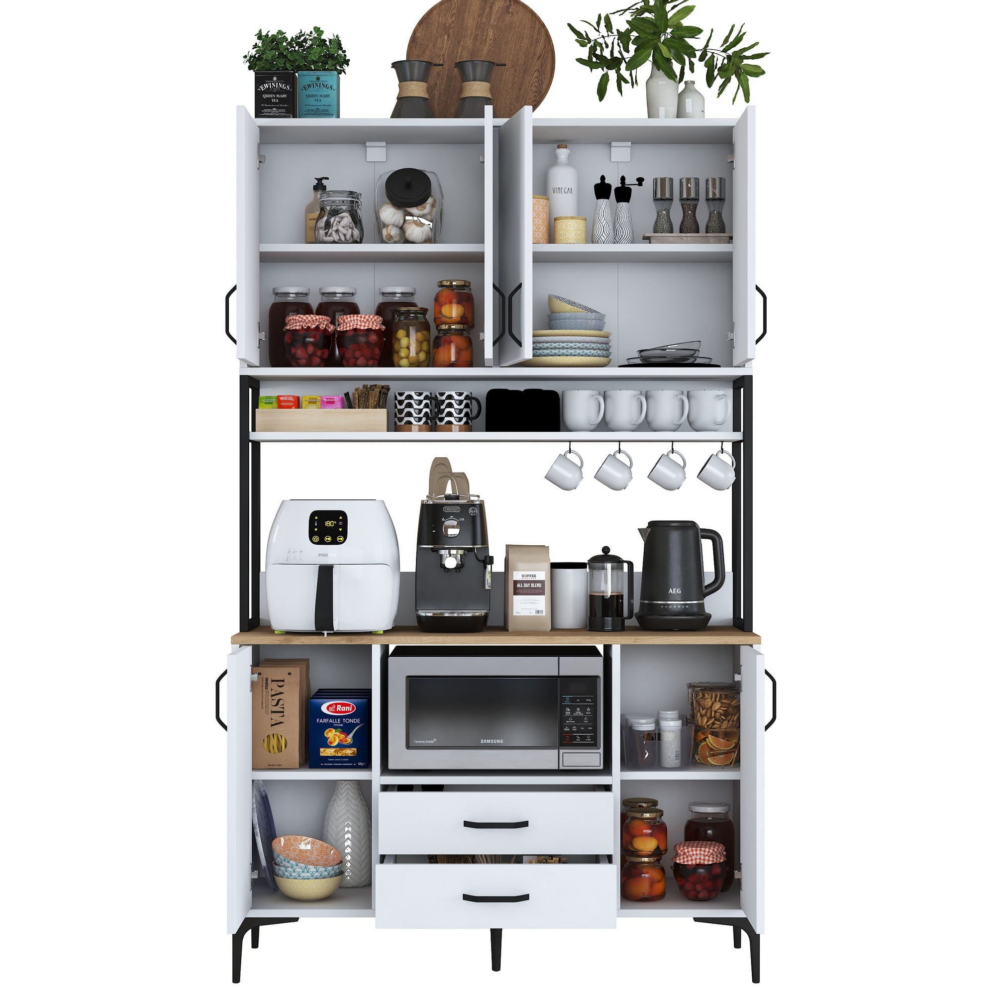 Dulap multifunctional, Hanah Home, PAL melaminat, alb si nuc, 120x38x198.6 cm — imaginea 7
