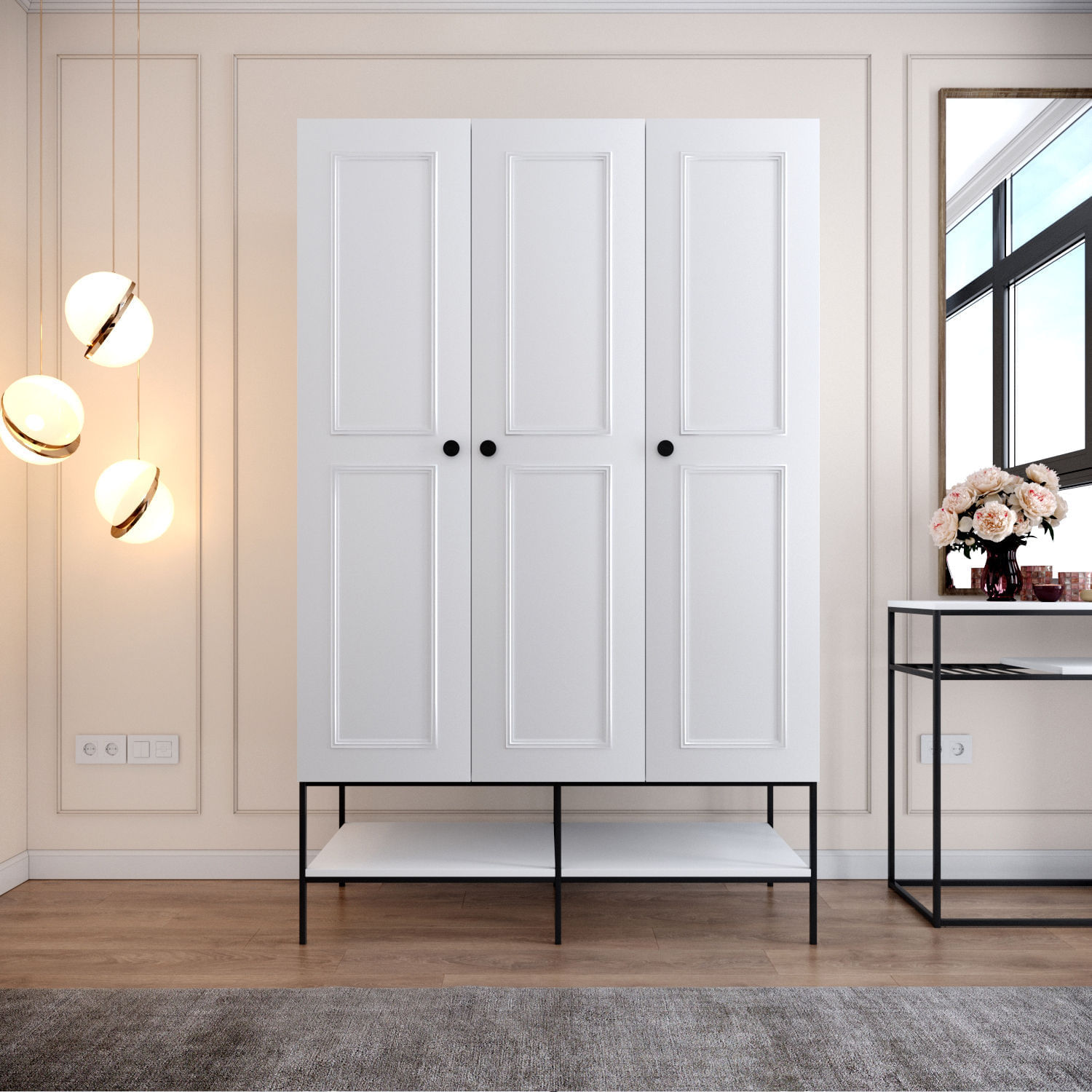 Sifonier, Hanah Home, pal melaminat, alb, 126x50x200 cm — imaginea 8