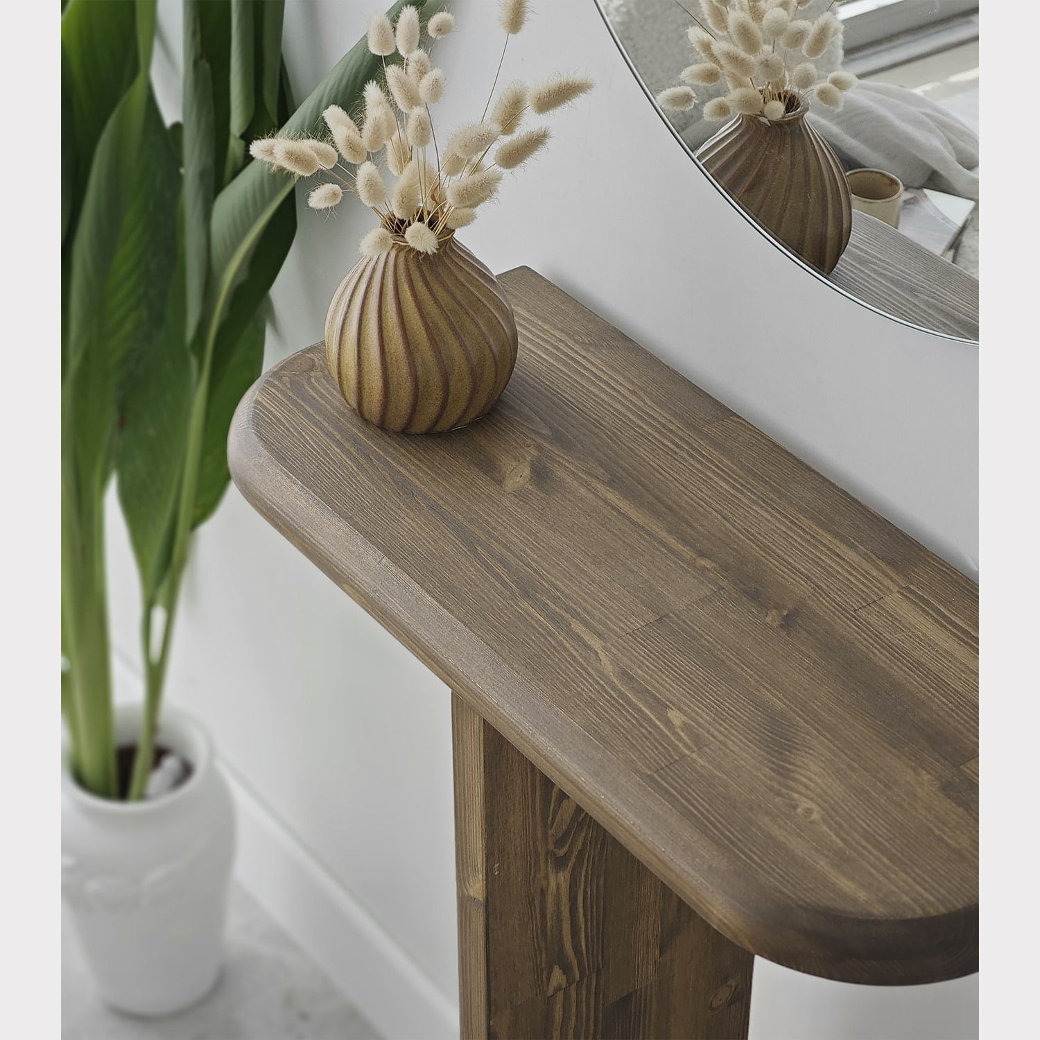Consola, Hanah Home, lemn masiv, nuc, 80x25x85 cm — imaginea 7