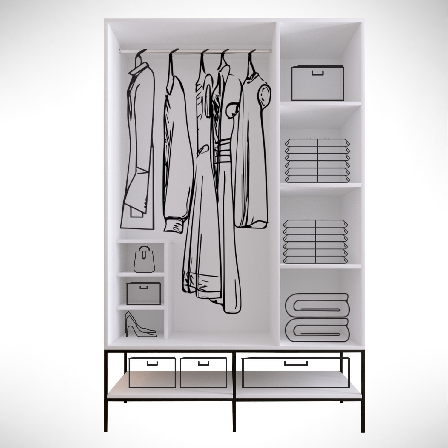 Sifonier, Hanah Home, pal melaminat, alb, 126x50x200 cm — imaginea 9