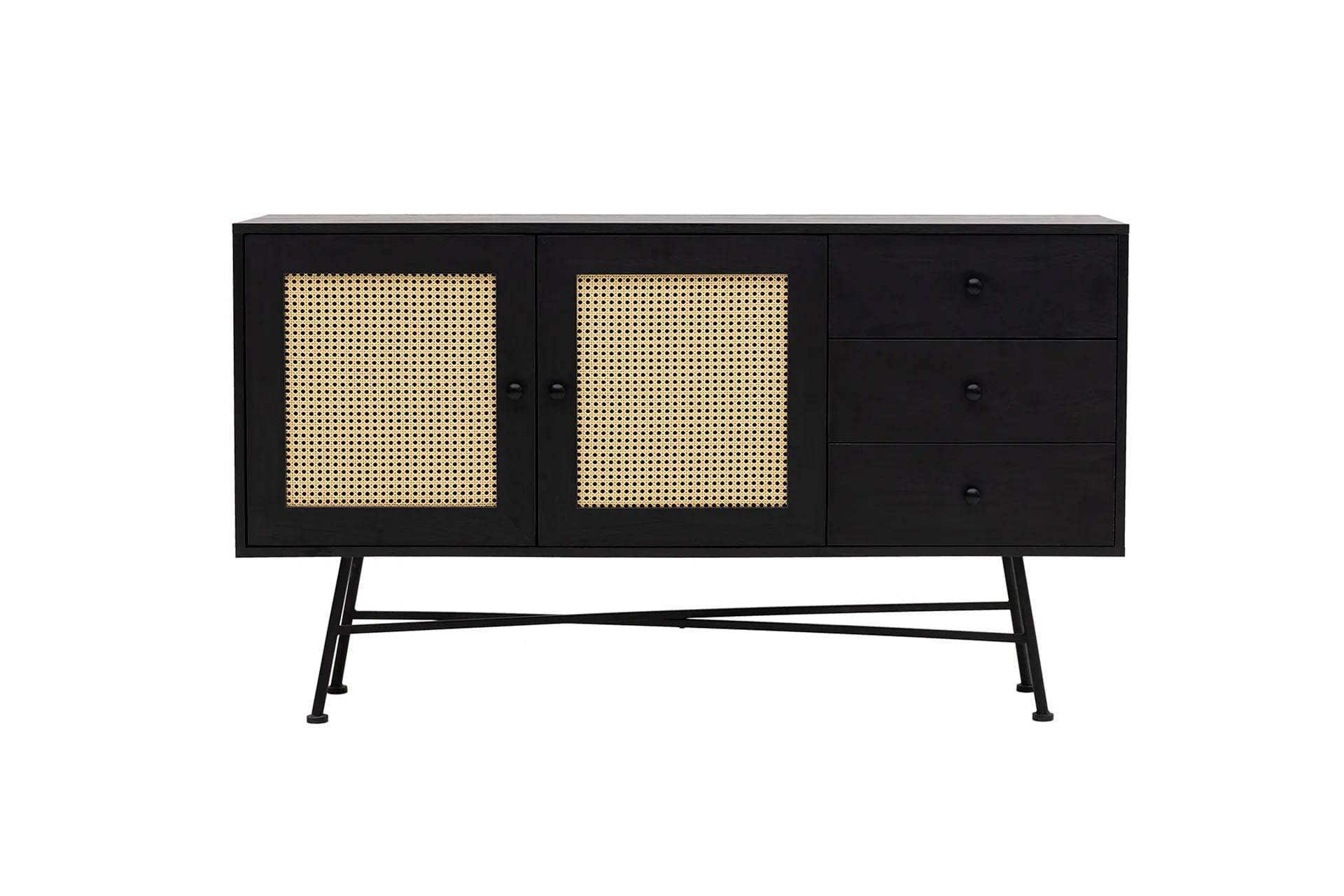 Consola, Hanah Home, pal melaminat, negru, 160x40x90 cm — imaginea 2
