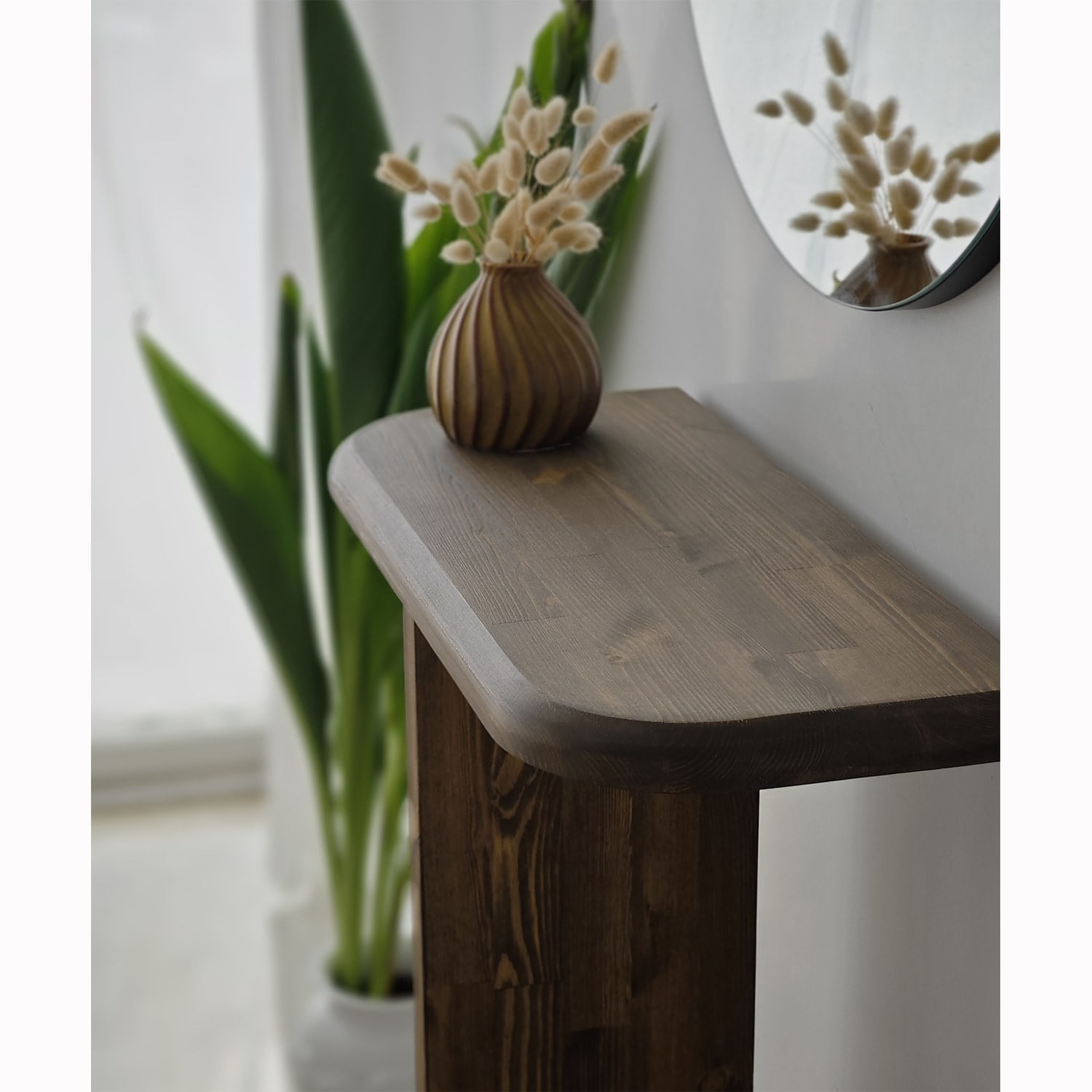 Consola, Hanah Home, lemn masiv, nuc, 80x25x85 cm — imaginea 8