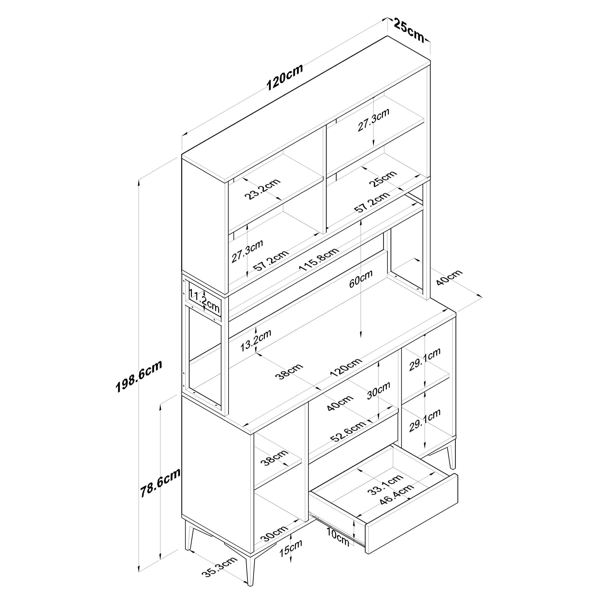 Dulap multifunctional, Hanah Home, PAL melaminat, alb si nuc, 120x38x198.6 cm — imaginea 8